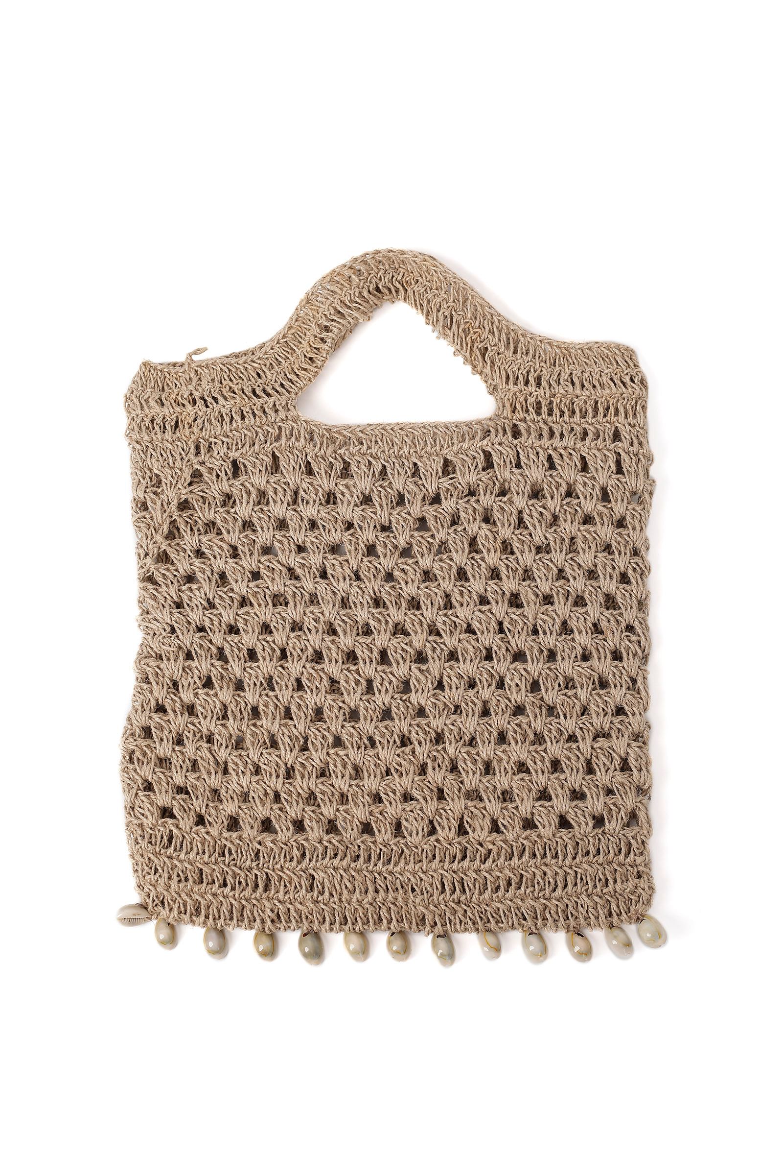 Beige Cowshell Jute Tote Bag - Image 3