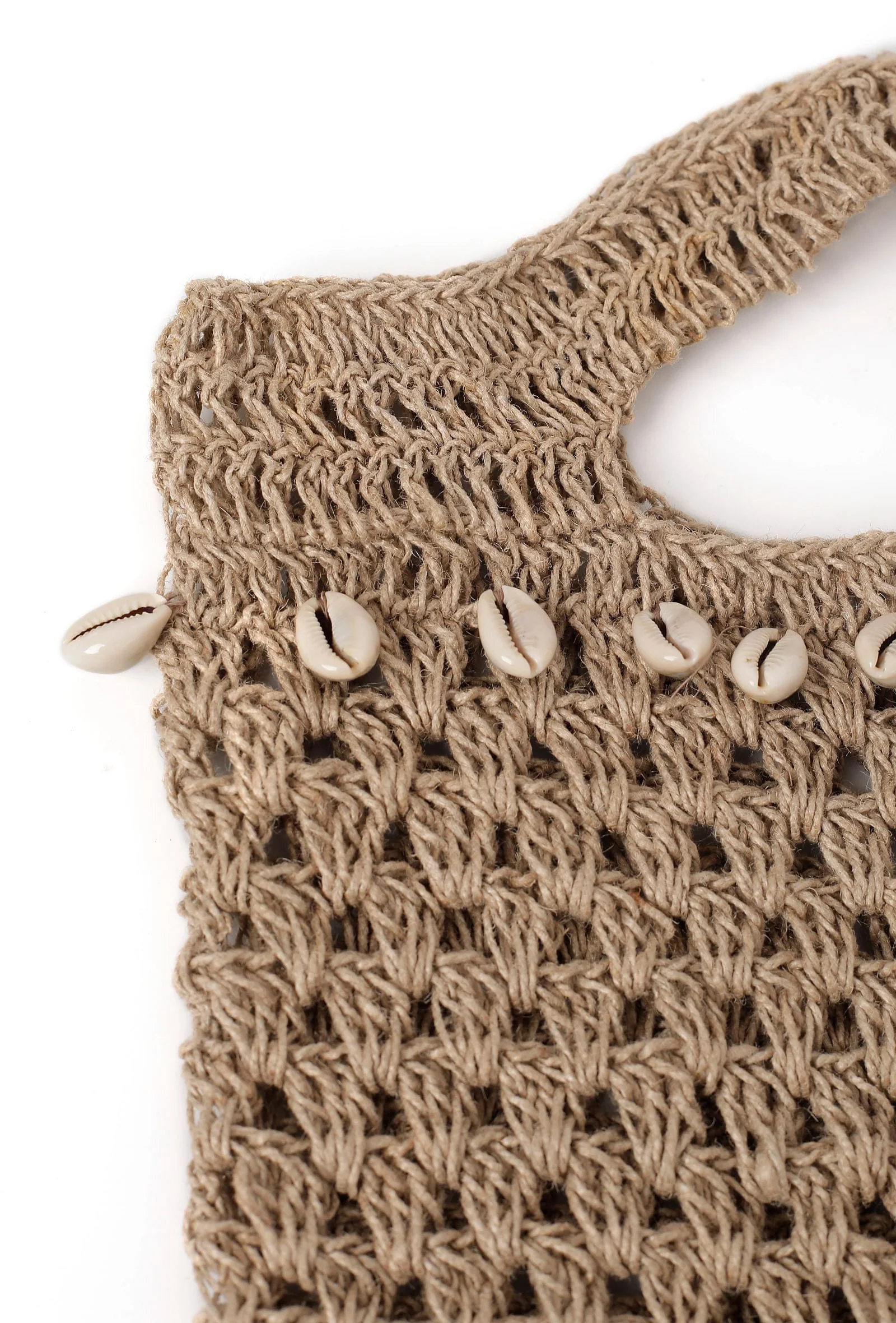 Beige Cowshell Jute Tote Bag - Image 4