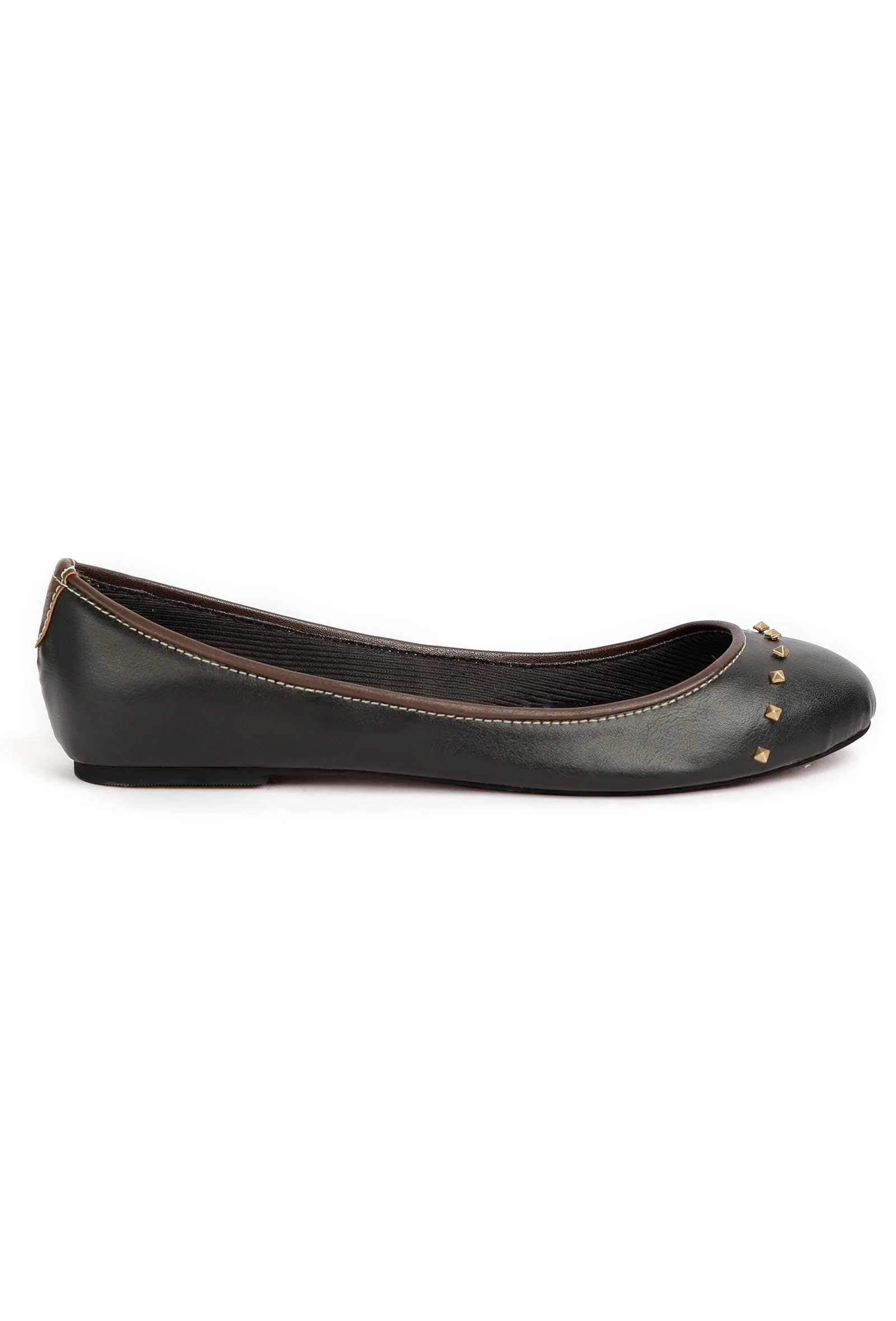 Black Beads Cruelty Free Leather Flat Ballerinas - Image 4