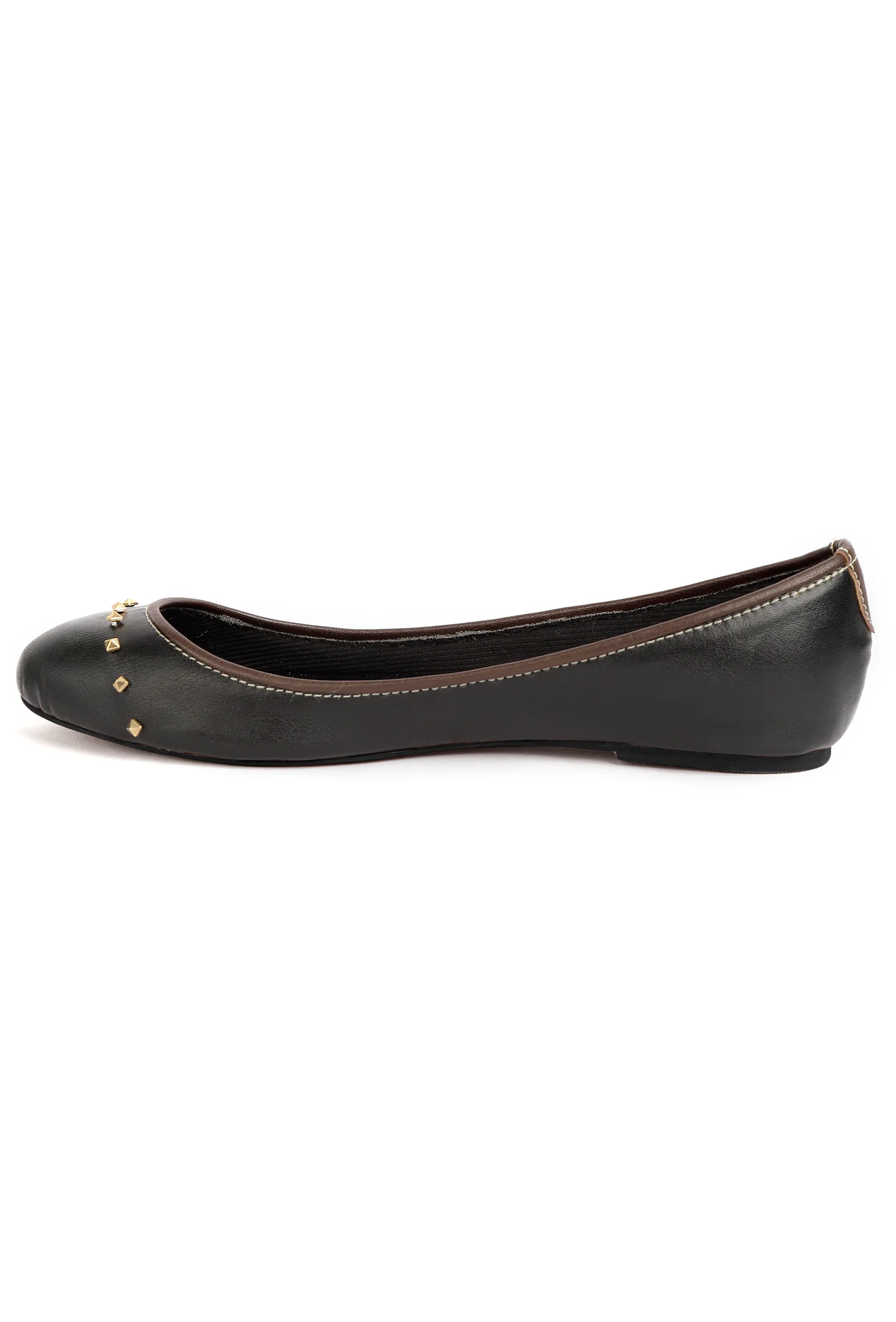 Black Beads Cruelty Free Leather Flat Ballerinas - Image 5
