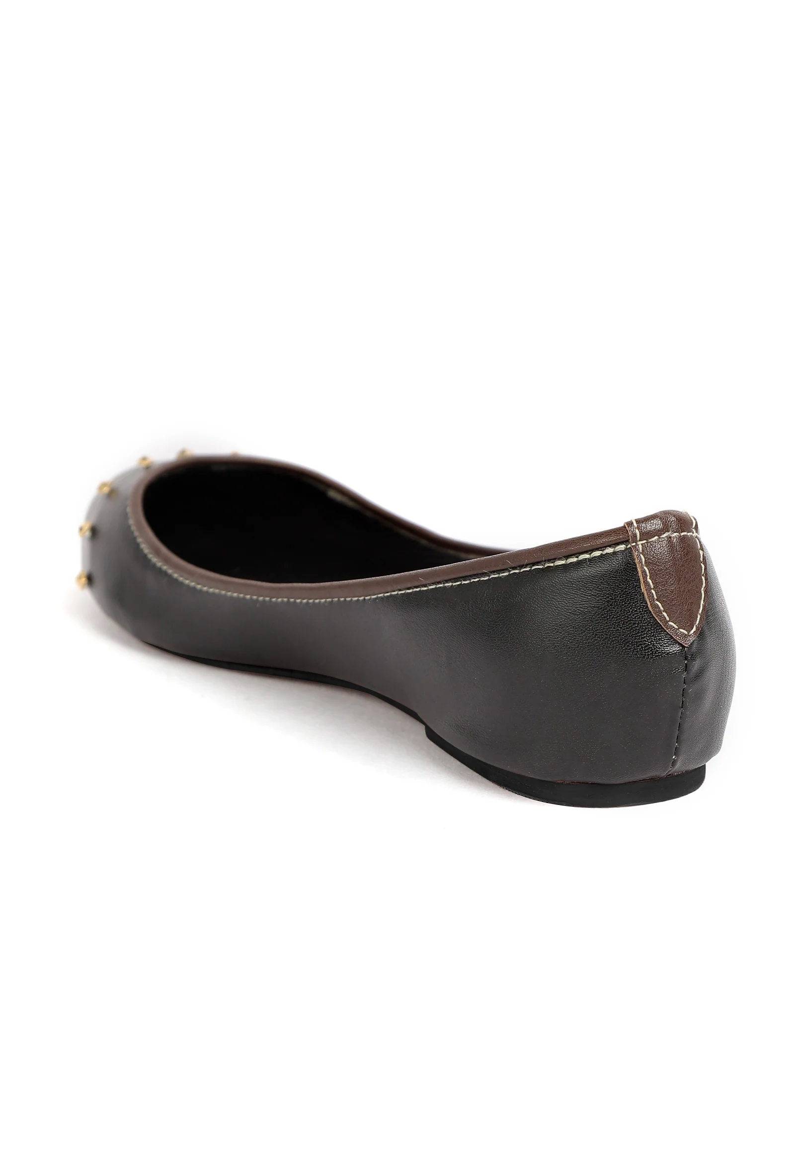 Black Beads Cruelty Free Leather Flat Ballerinas - Image 6