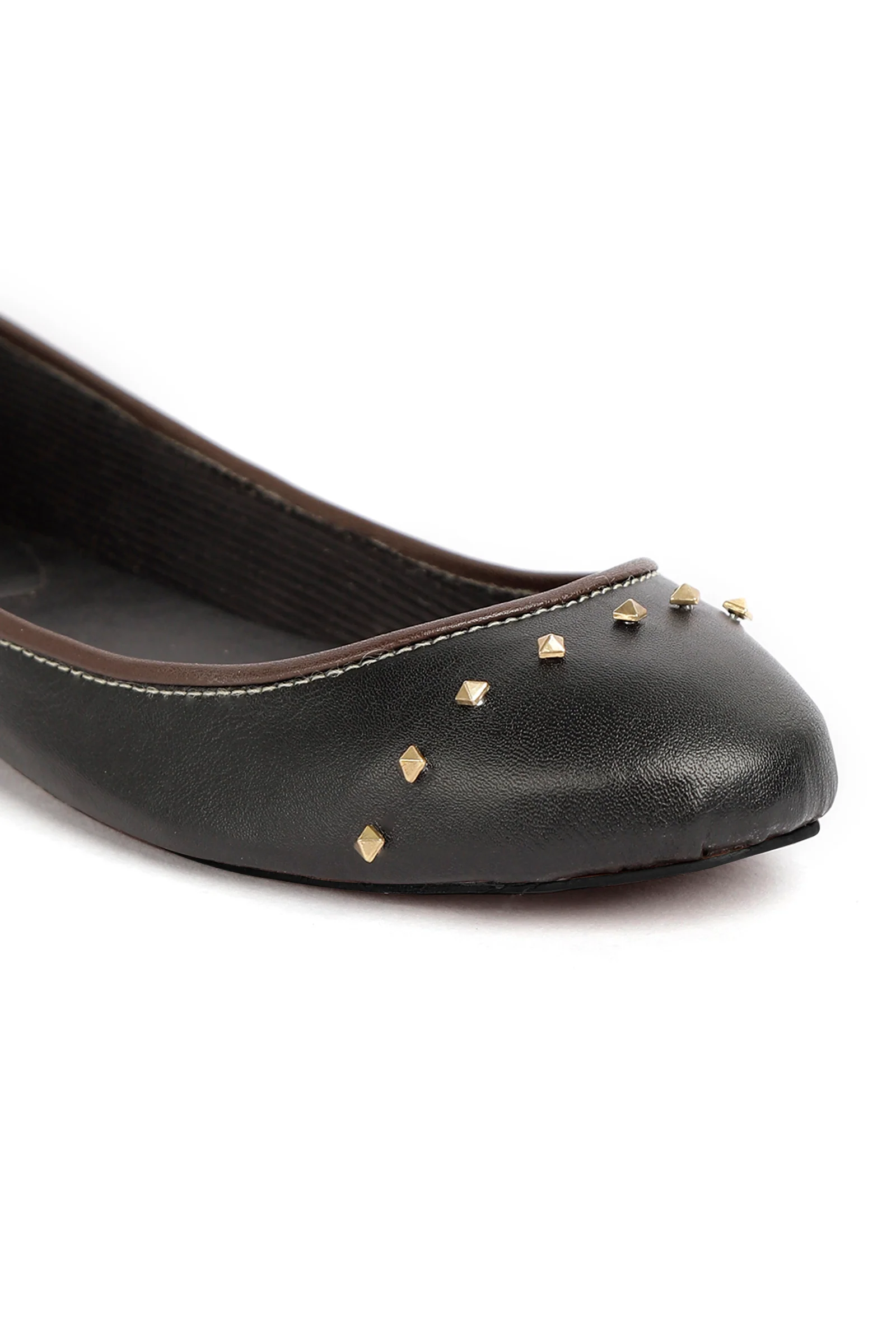 Black Beads Cruelty Free Leather Flat Ballerinas - Image 7