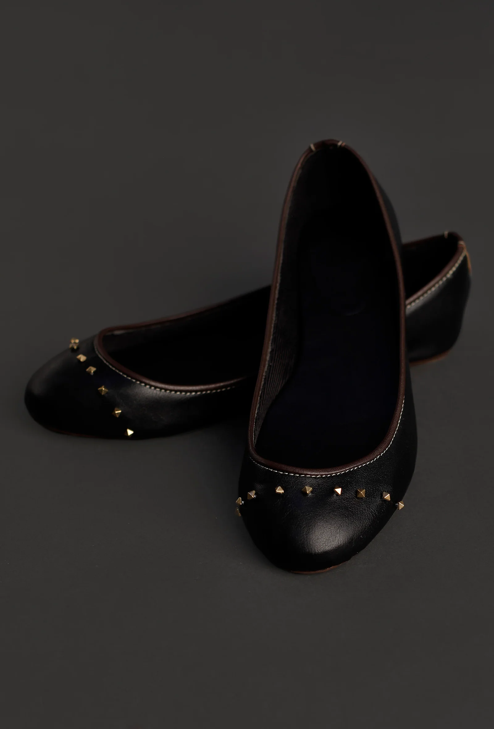 Black Beads Cruelty Free Leather Flat Ballerinas - Image 8
