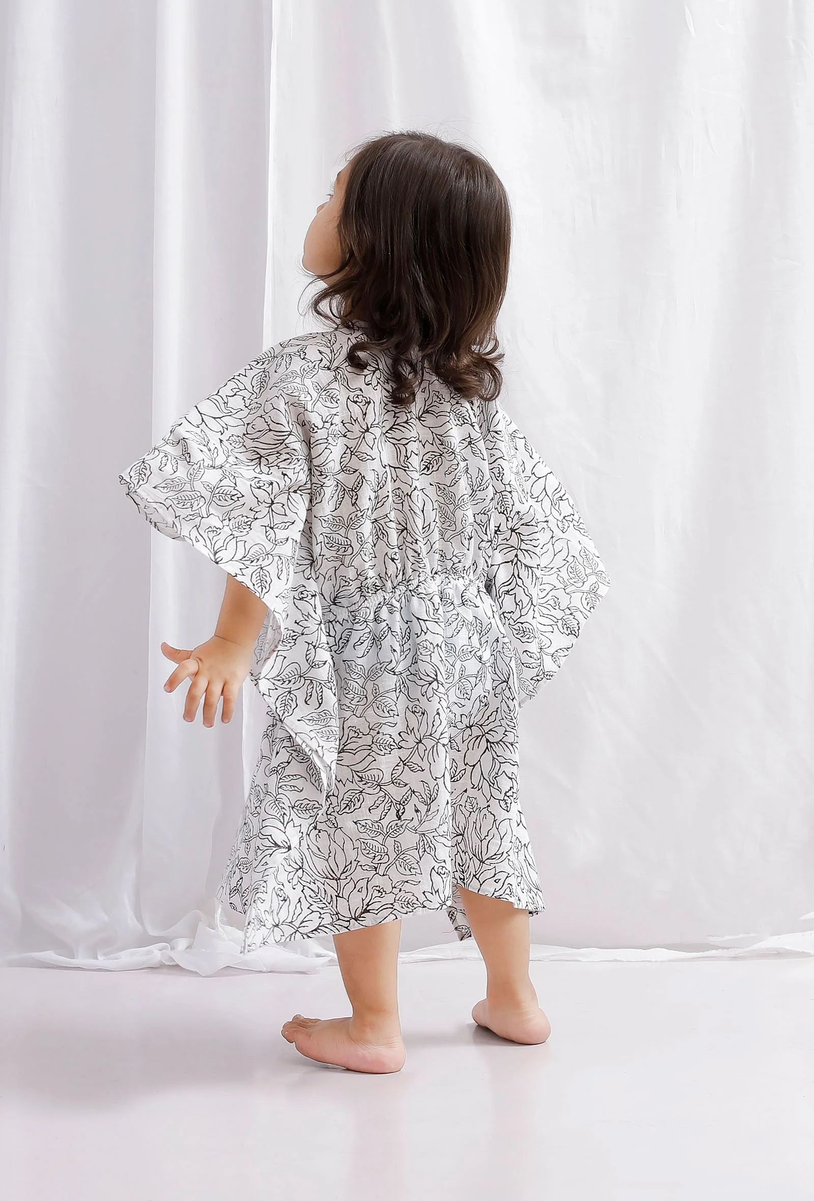 Black Block Printed Cotton Kaaftan - Image 3