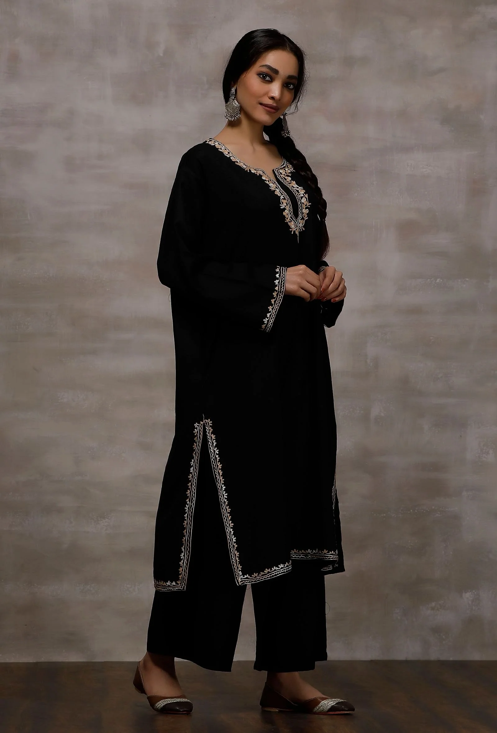 Black Wool Pure Woollen Phiran - Image 3