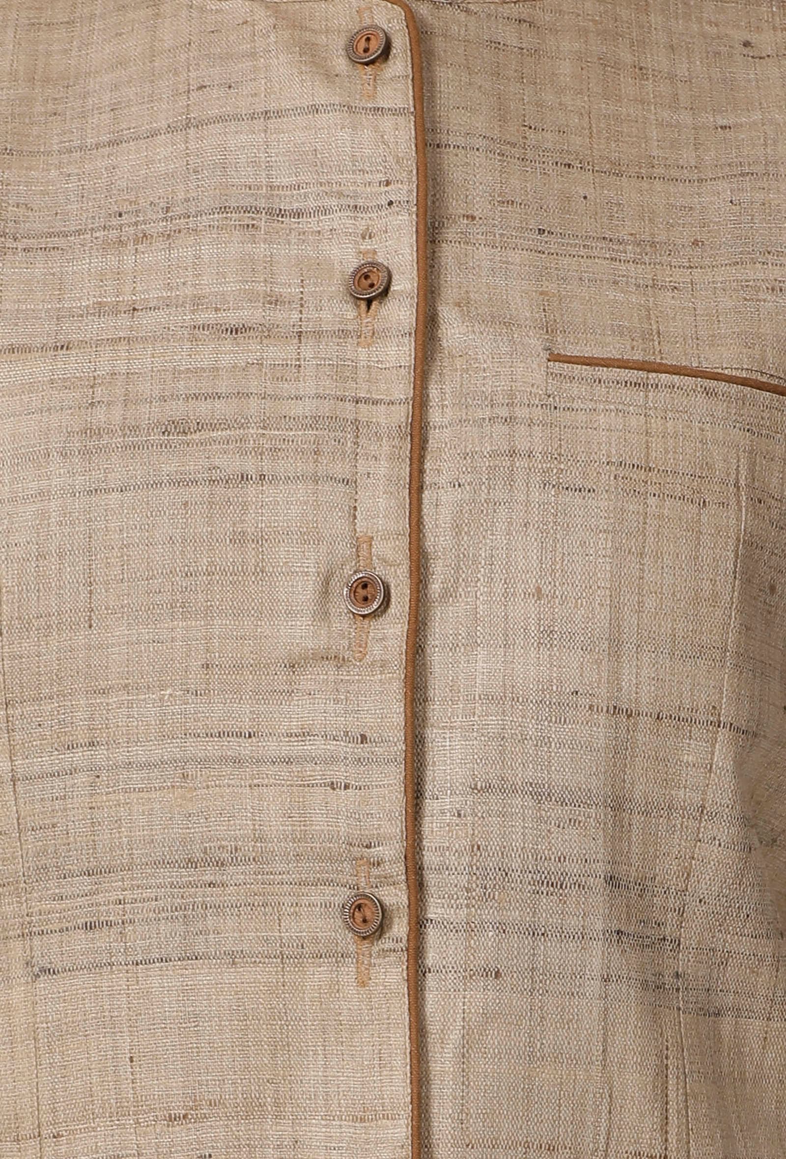 Brown Cotton Khadi Nehru jacket - Image 4