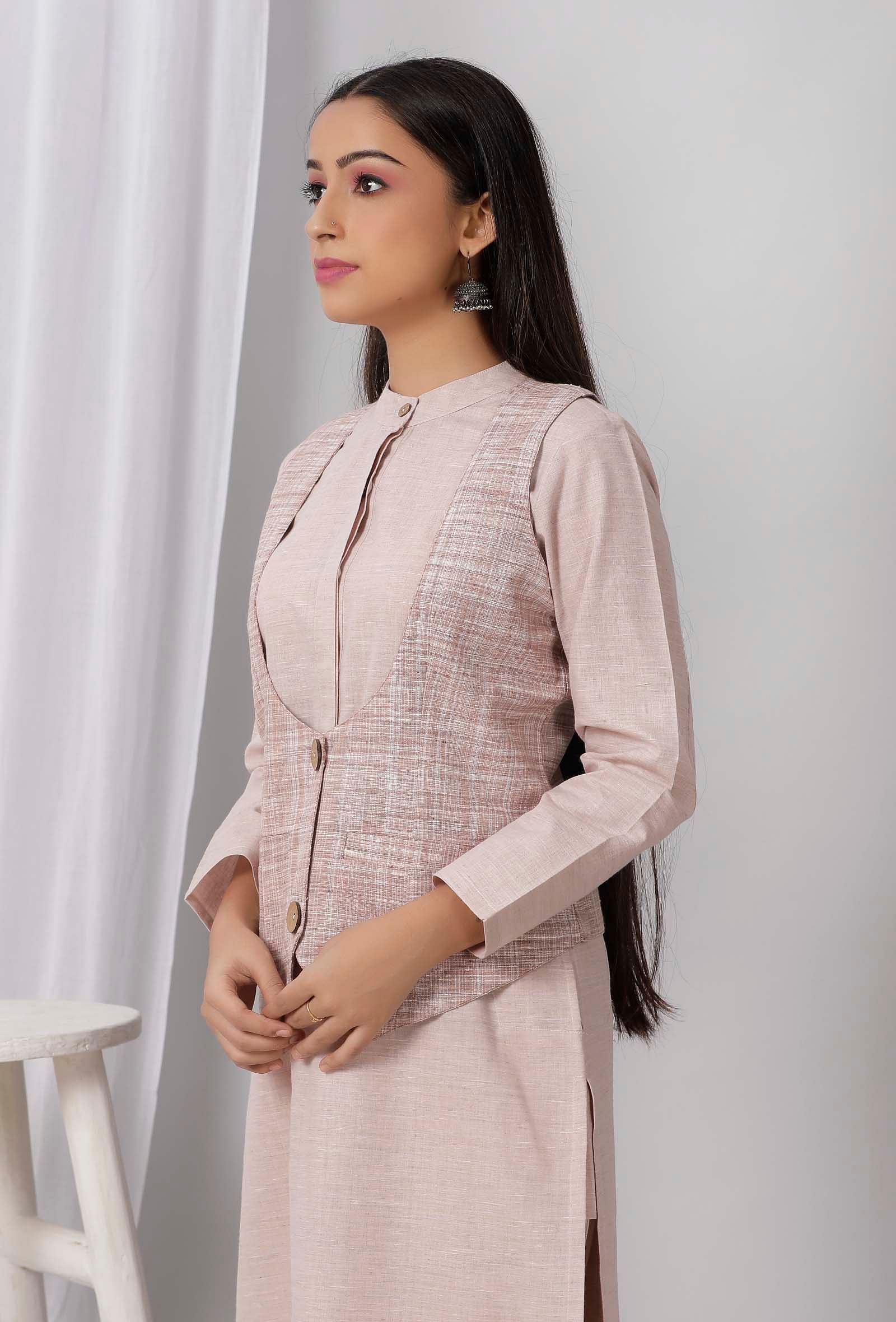 Brown Nehru Cotton Khadi Jacket - Image 4