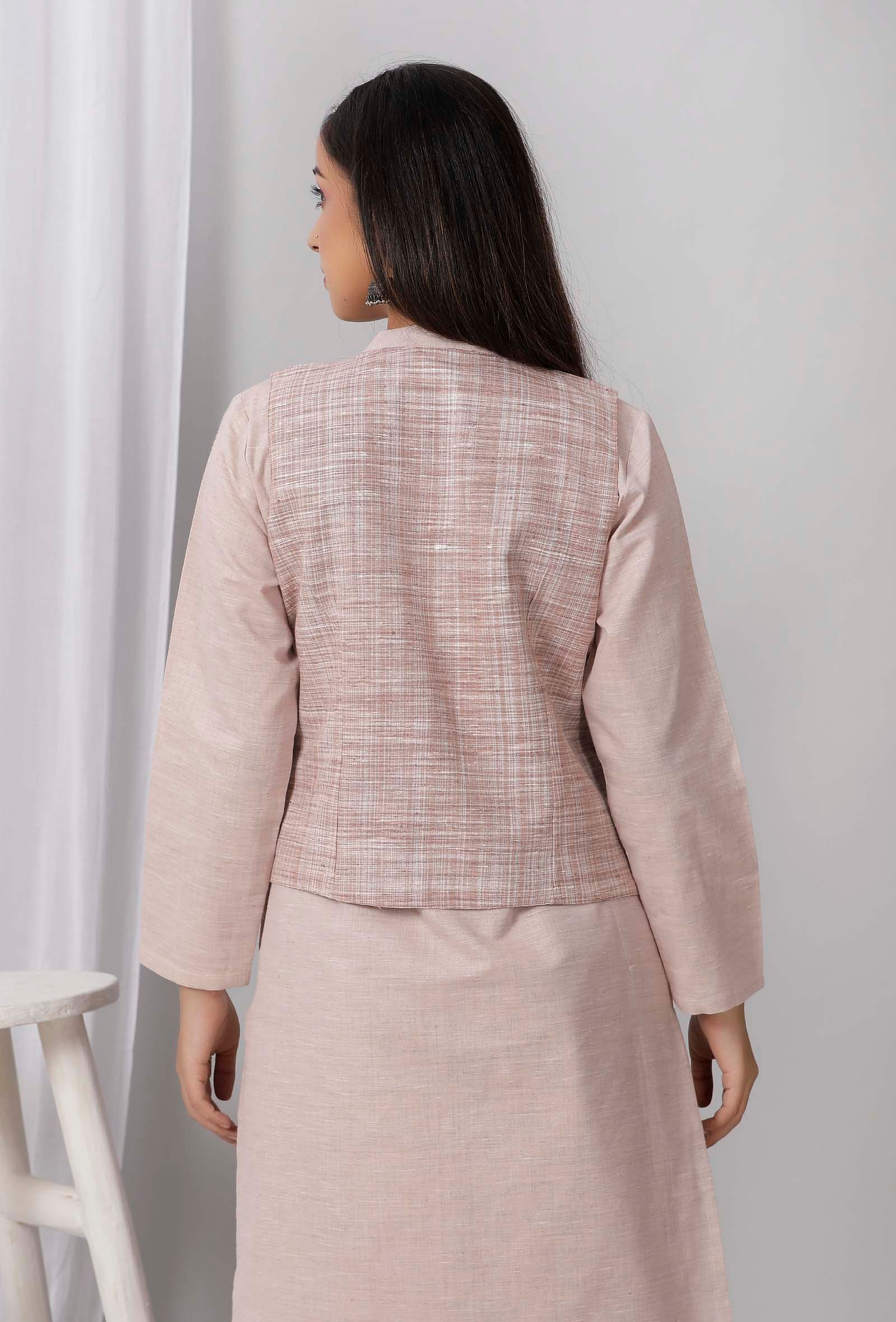 Brown Nehru Cotton Khadi Jacket - Image 5