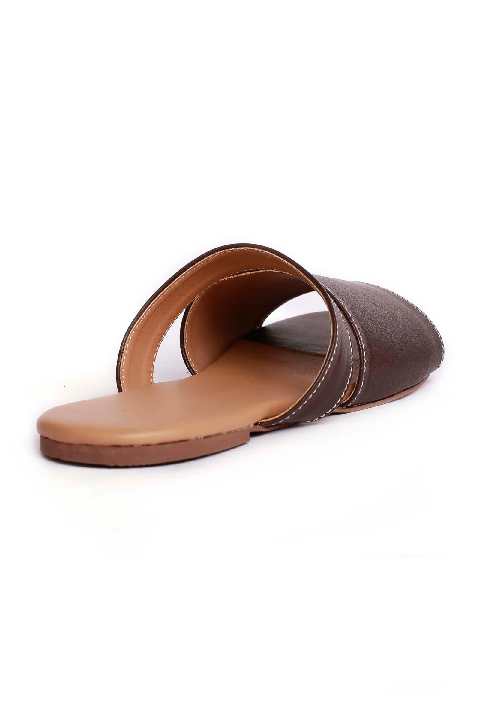 Brunette Brown Cruelty Free Leather Sliders - Image 5