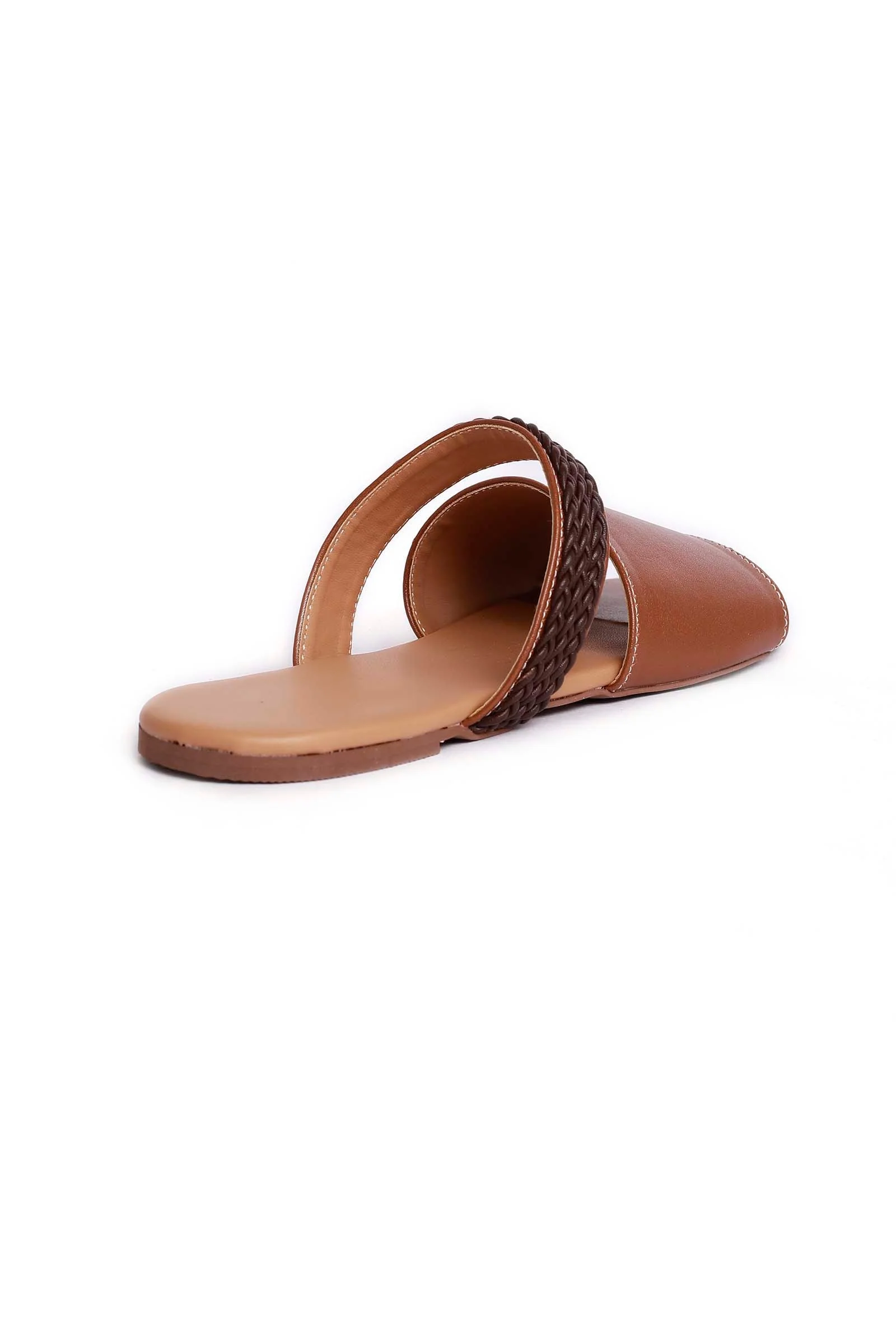 Cinnamon Brown Cruelty Free Leather Sliders - Image 5