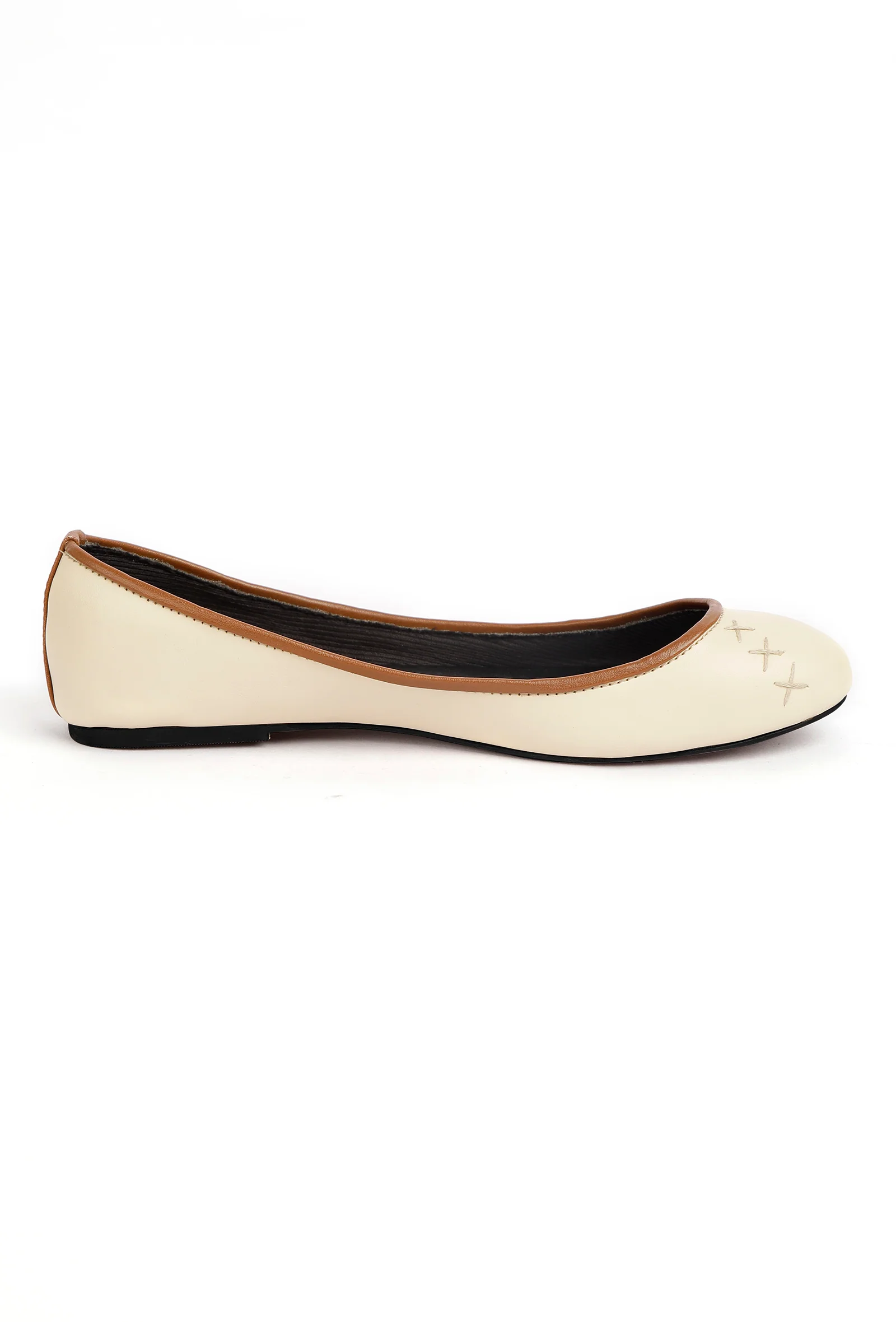 Cream White Cruelty Free Leather Flat Ballerinas - Image 4