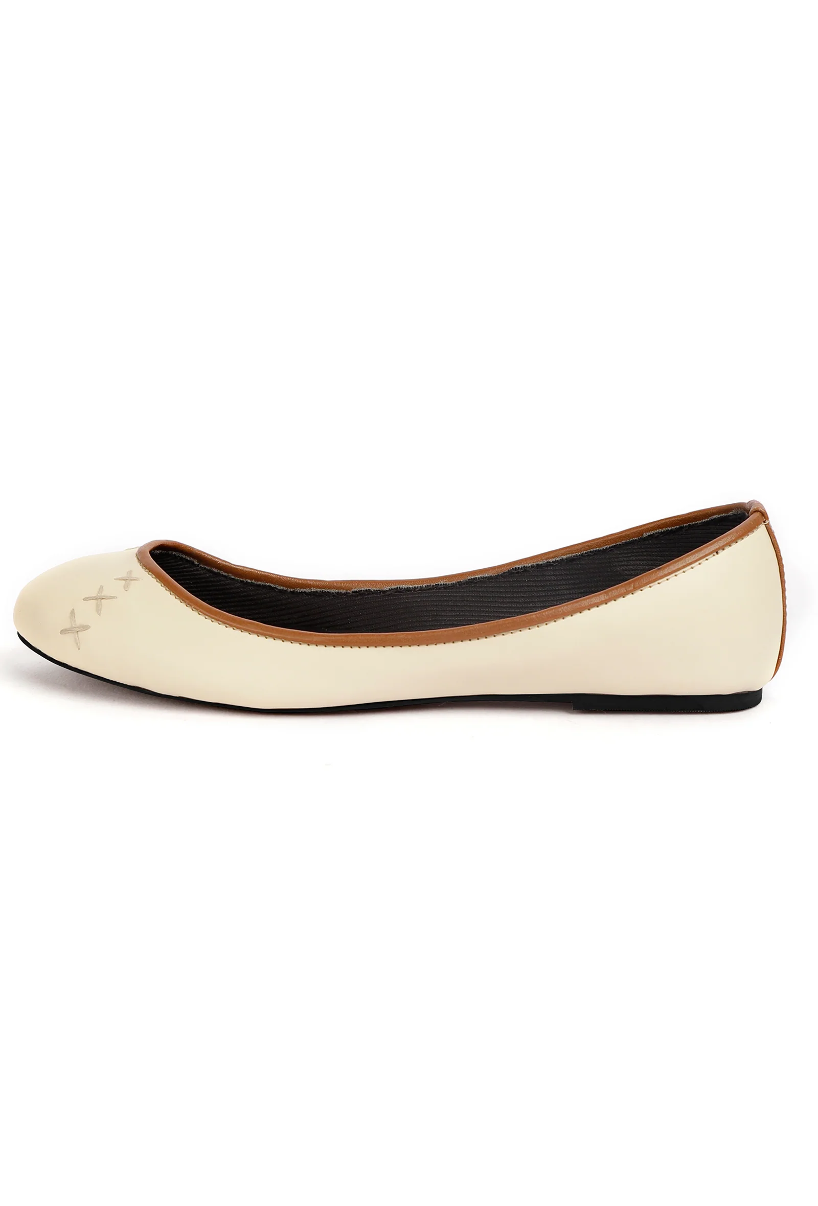 Cream White Cruelty Free Leather Flat Ballerinas - Image 5