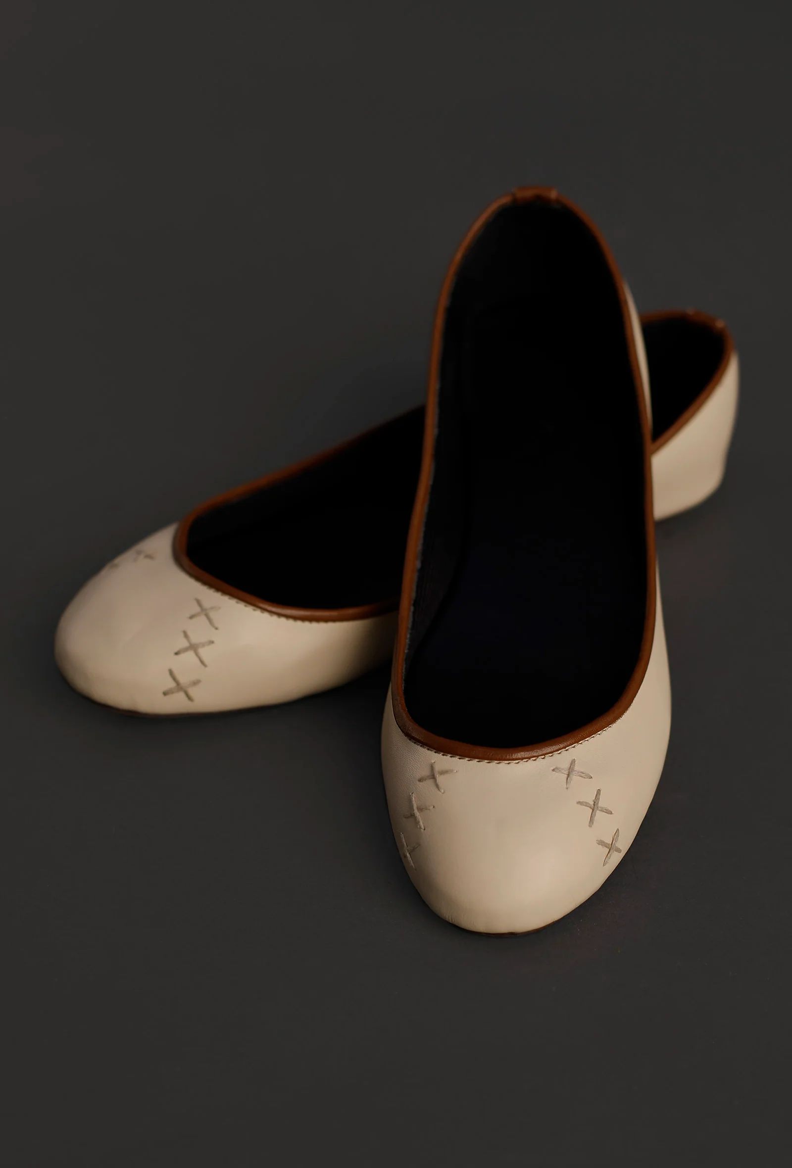 Cream White Cruelty Free Leather Flat Ballerinas - Image 8