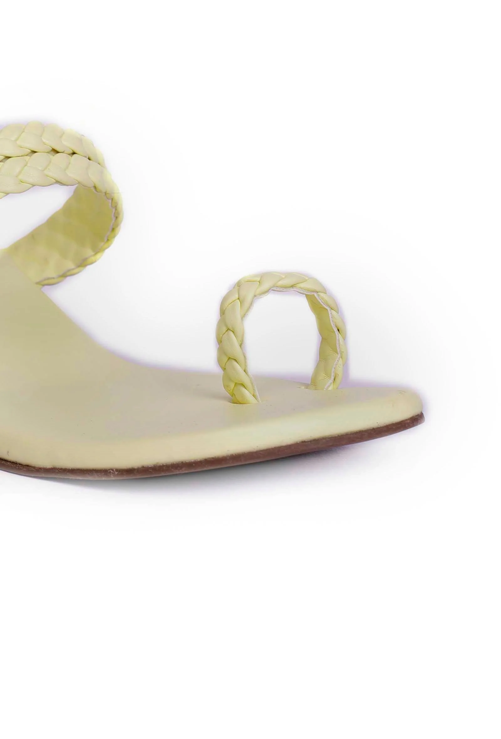 Cream White Knotted Cruelty Free Leather Sandals - Image 7