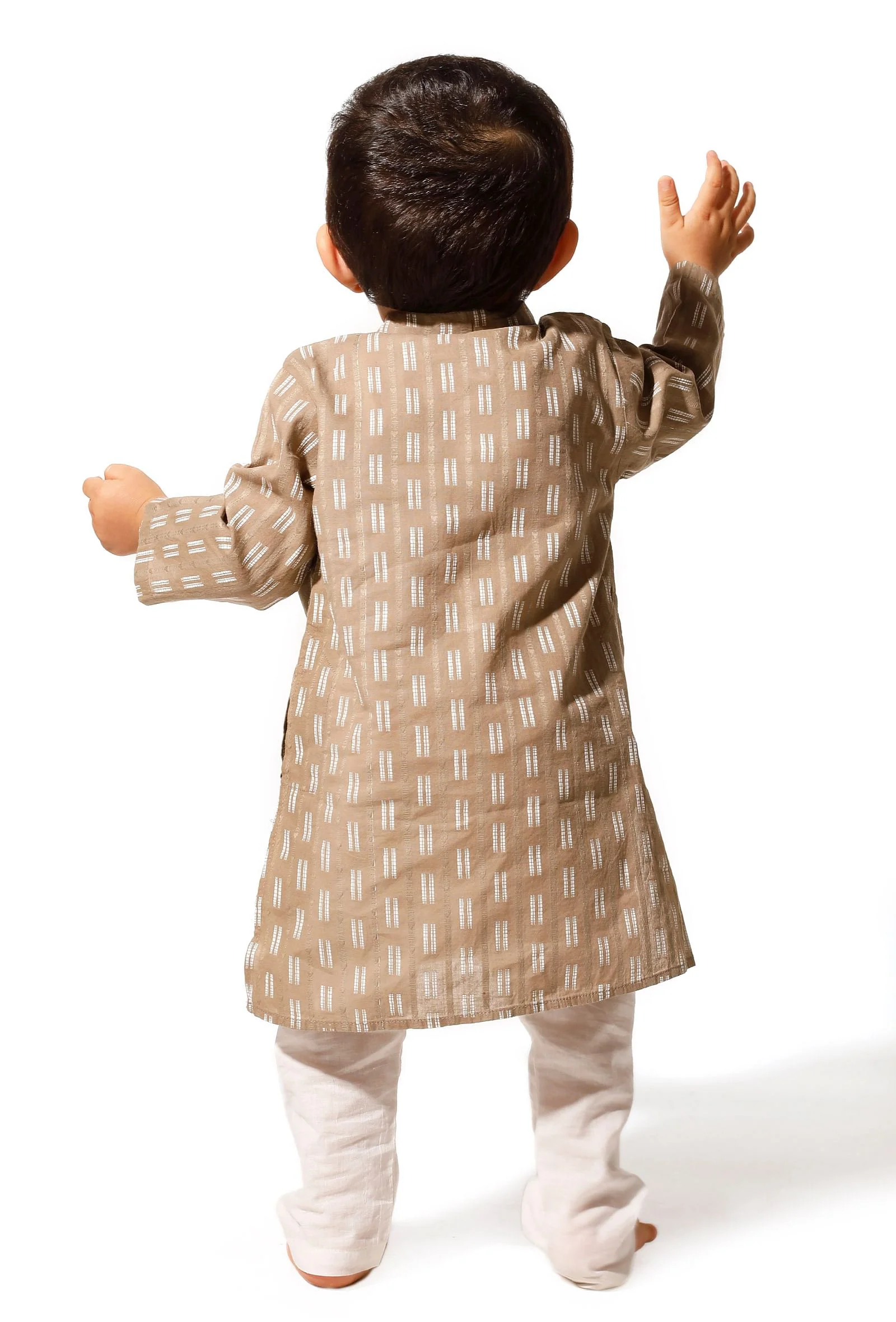 Dusky Brown Cotton Kurta Pyjama Set - Image 3