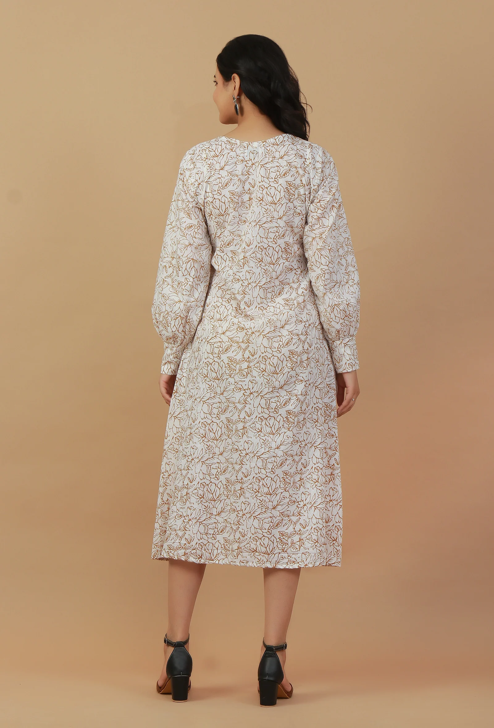 Floral Printed Long A-line Dress - Image 4