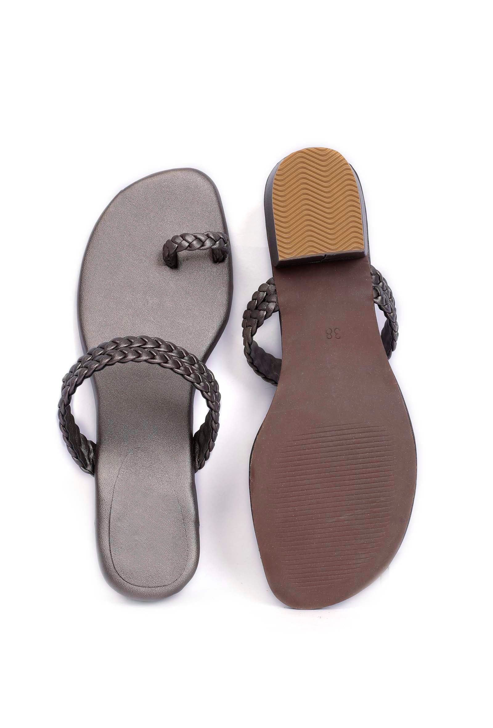 Grey Knotted Cruelty Free Leather Sandals - Image 3
