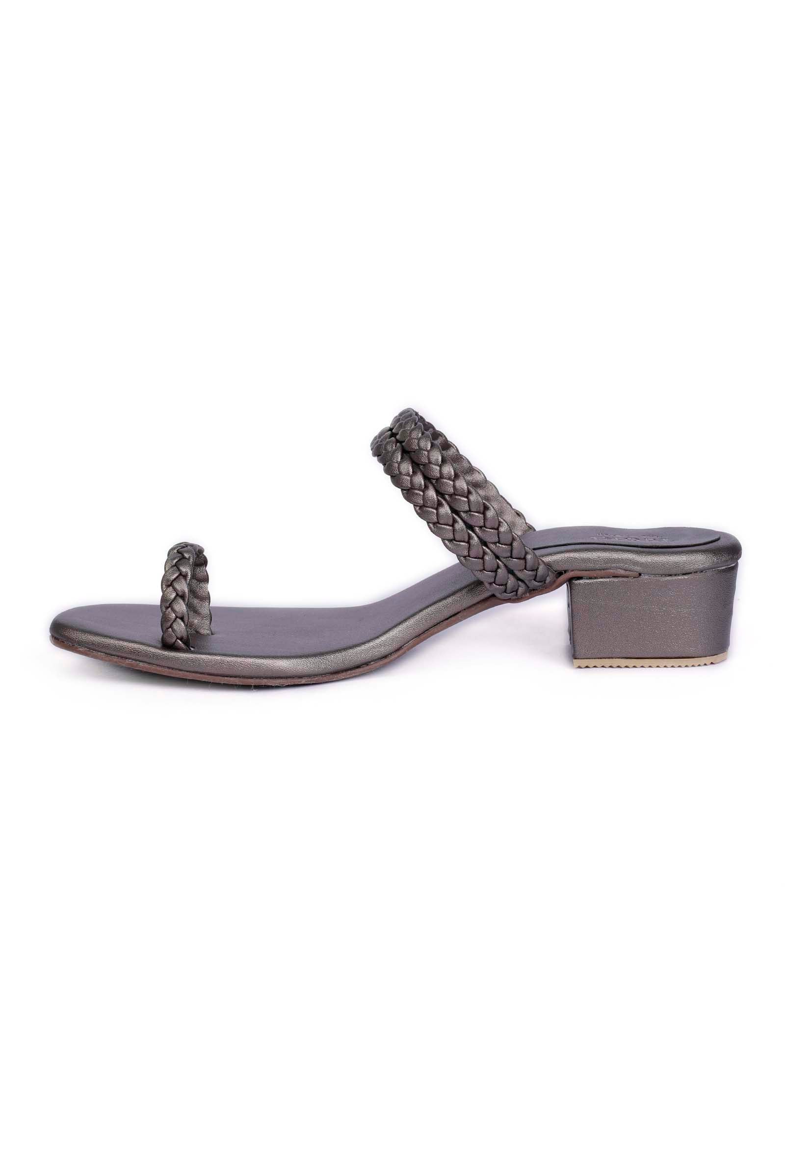 Grey Knotted Cruelty Free Leather Sandals - Image 4