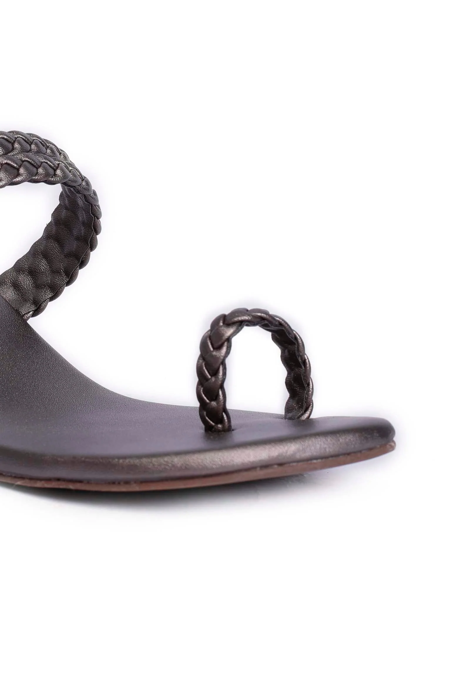 Grey Knotted Cruelty Free Leather Sandals - Image 7