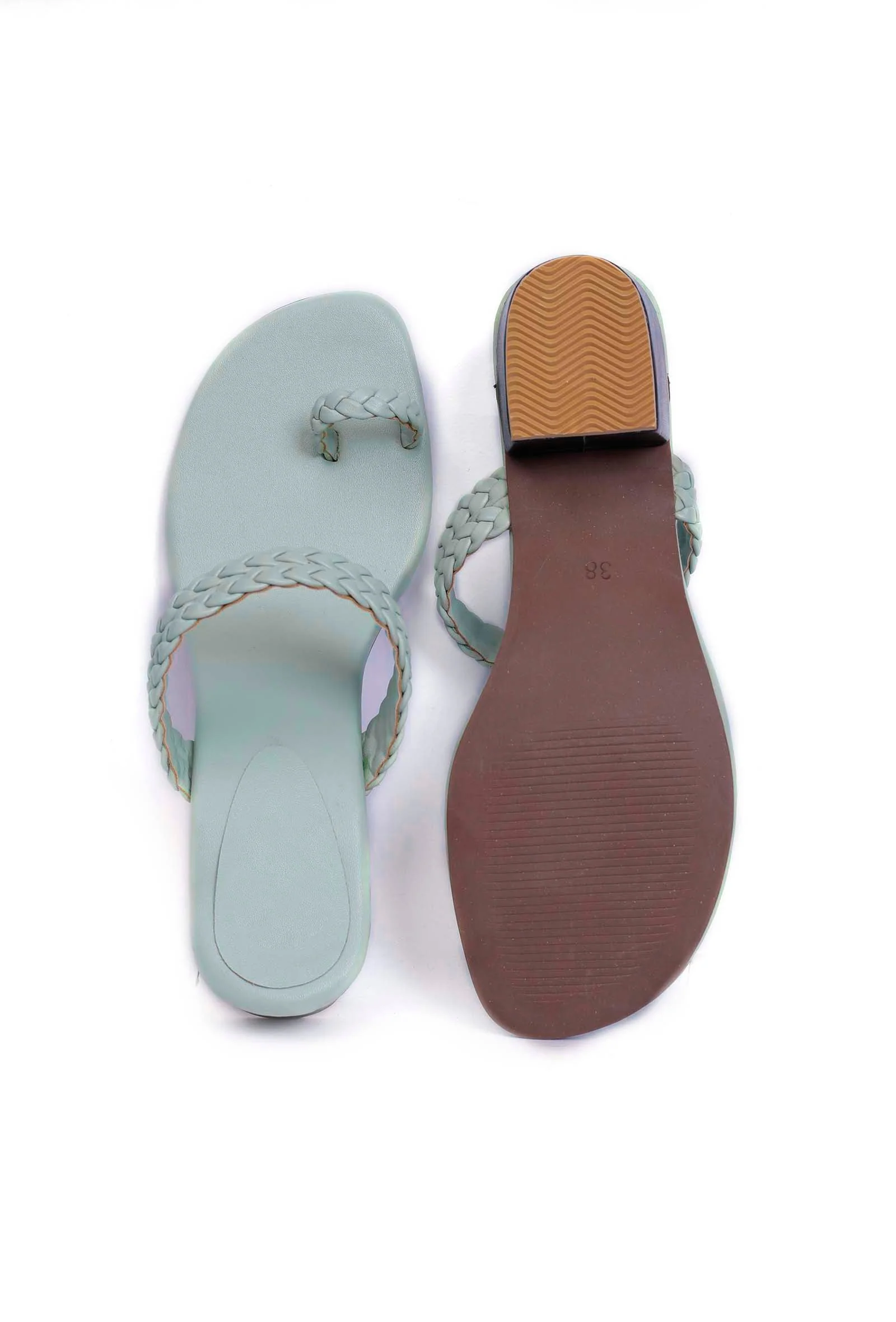 Ice Blue Knotted Cruelty Free Leather Sandals - Image 3