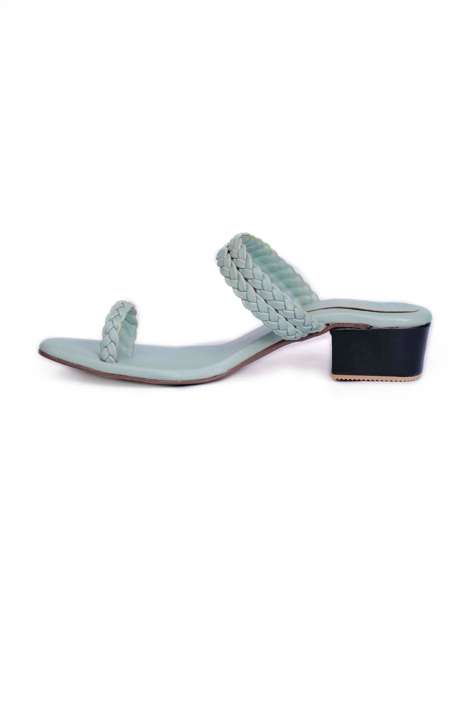 Ice Blue Knotted Cruelty Free Leather Sandals - Image 4