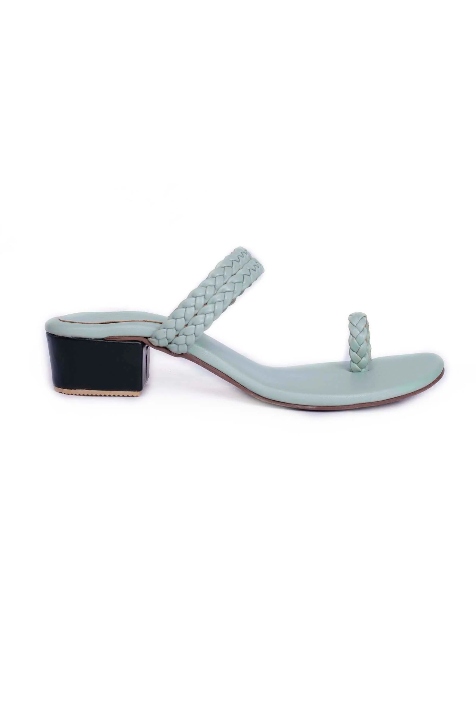 Ice Blue Knotted Cruelty Free Leather Sandals - Image 5