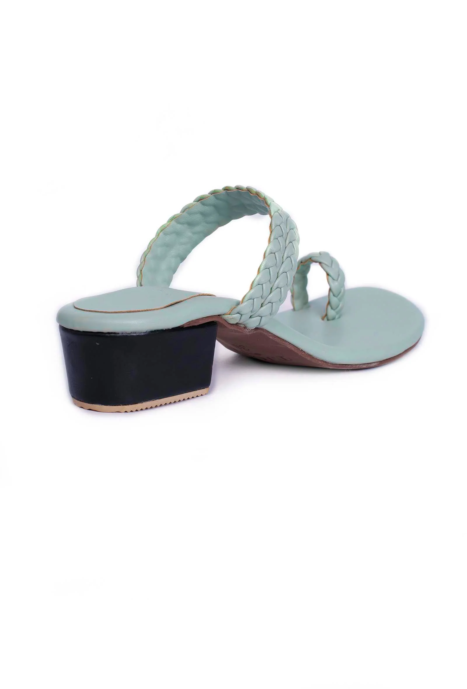 Ice Blue Knotted Cruelty Free Leather Sandals - Image 6