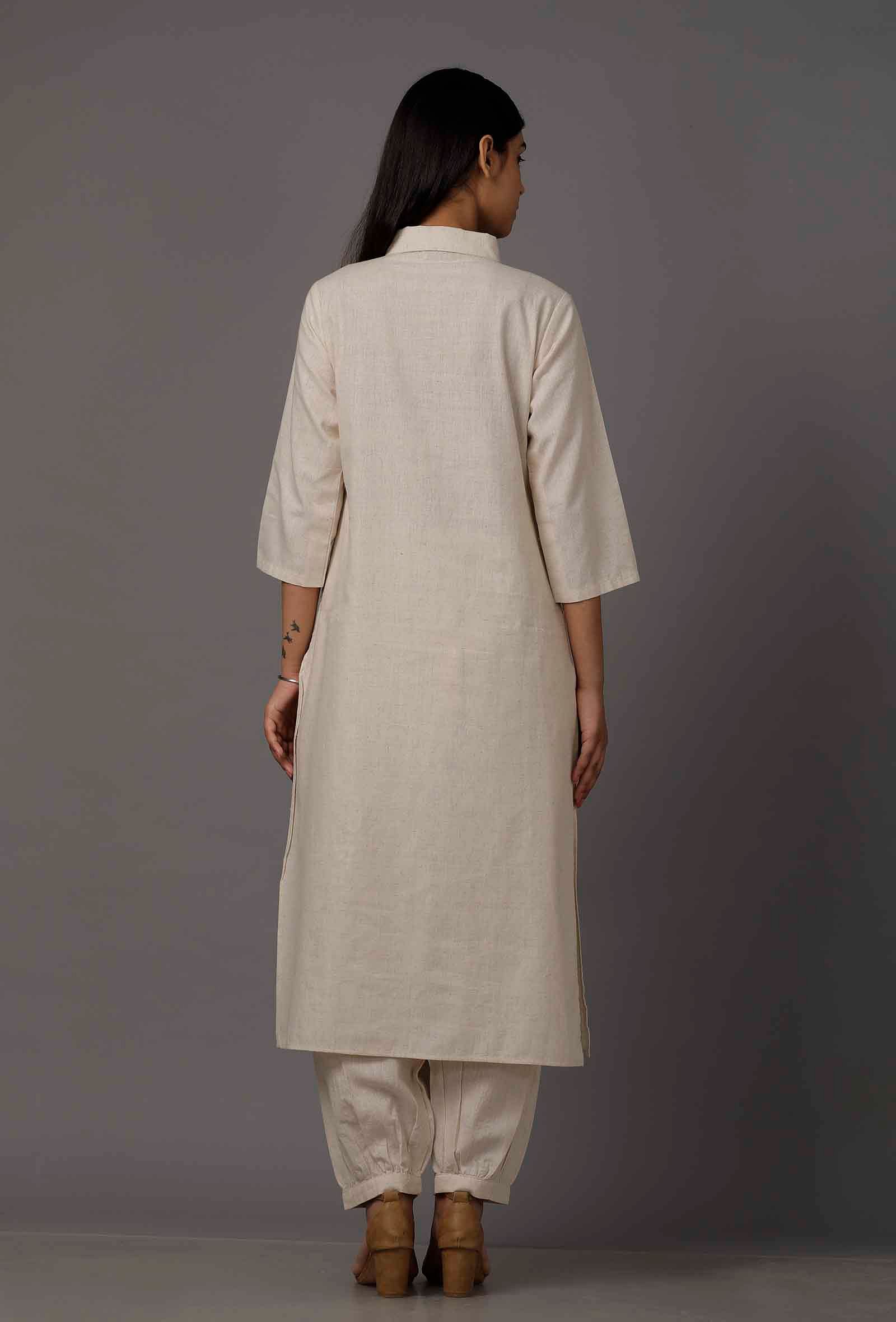 Irish Cream Pure Cotton Kurta - Image 4