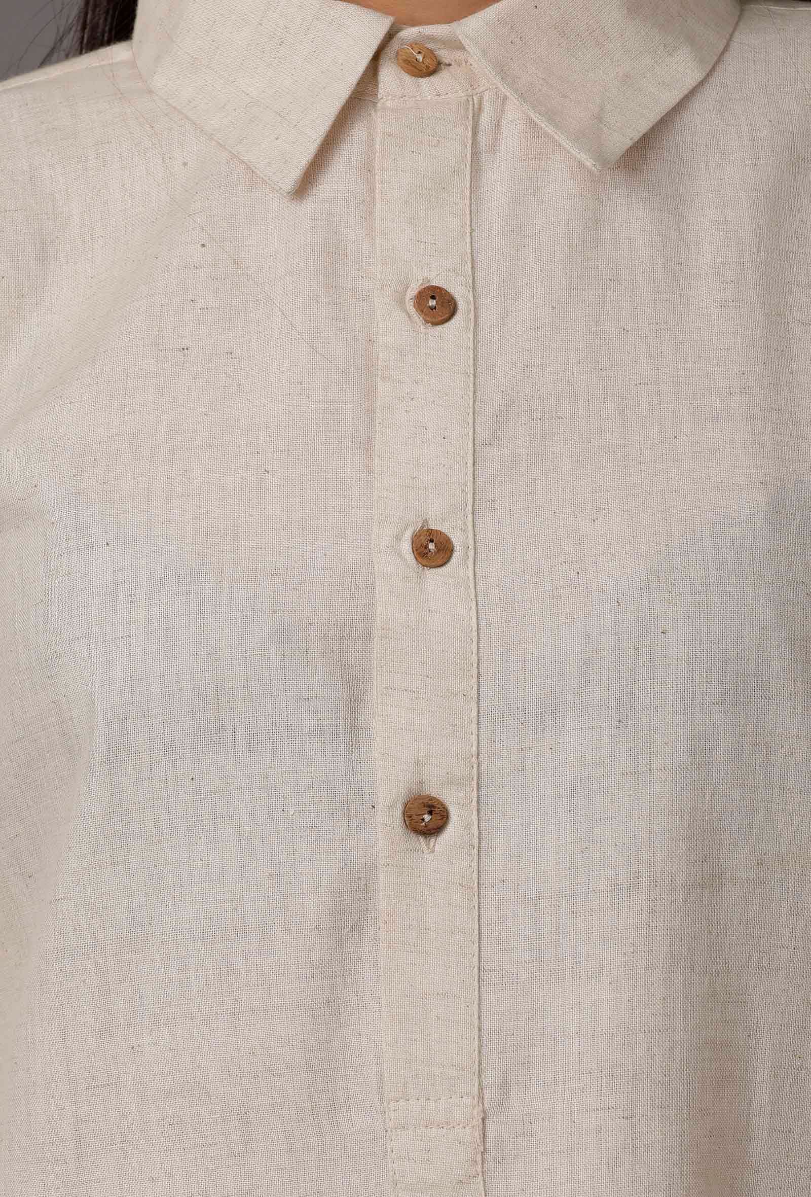 Irish Cream Pure Cotton Kurta - Image 5