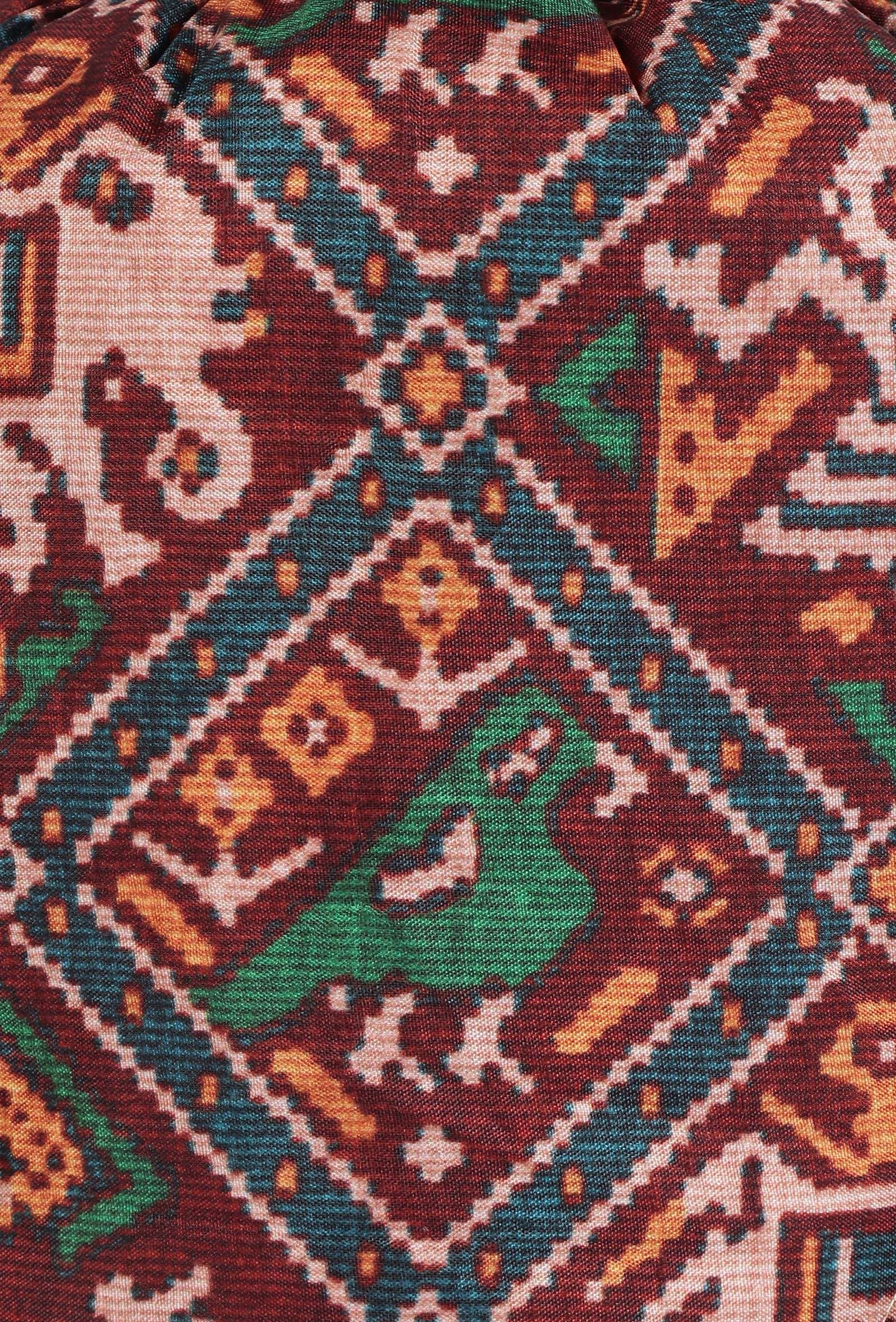 Ishani Maroon & Multi Silk Patola Print Potli With Tassels - Image 6