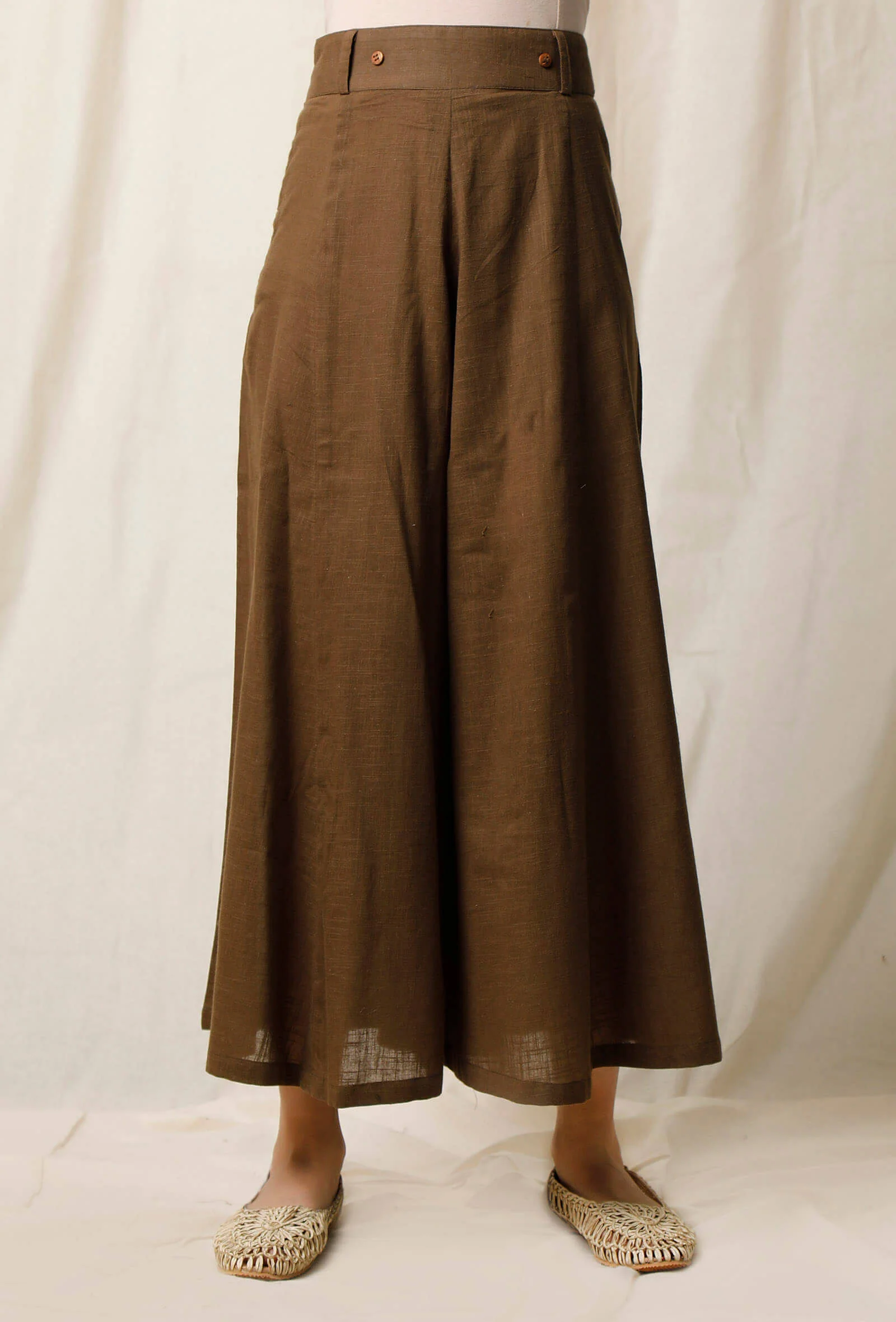 Mehendi Green Cotton Slub Culottes - Image 3