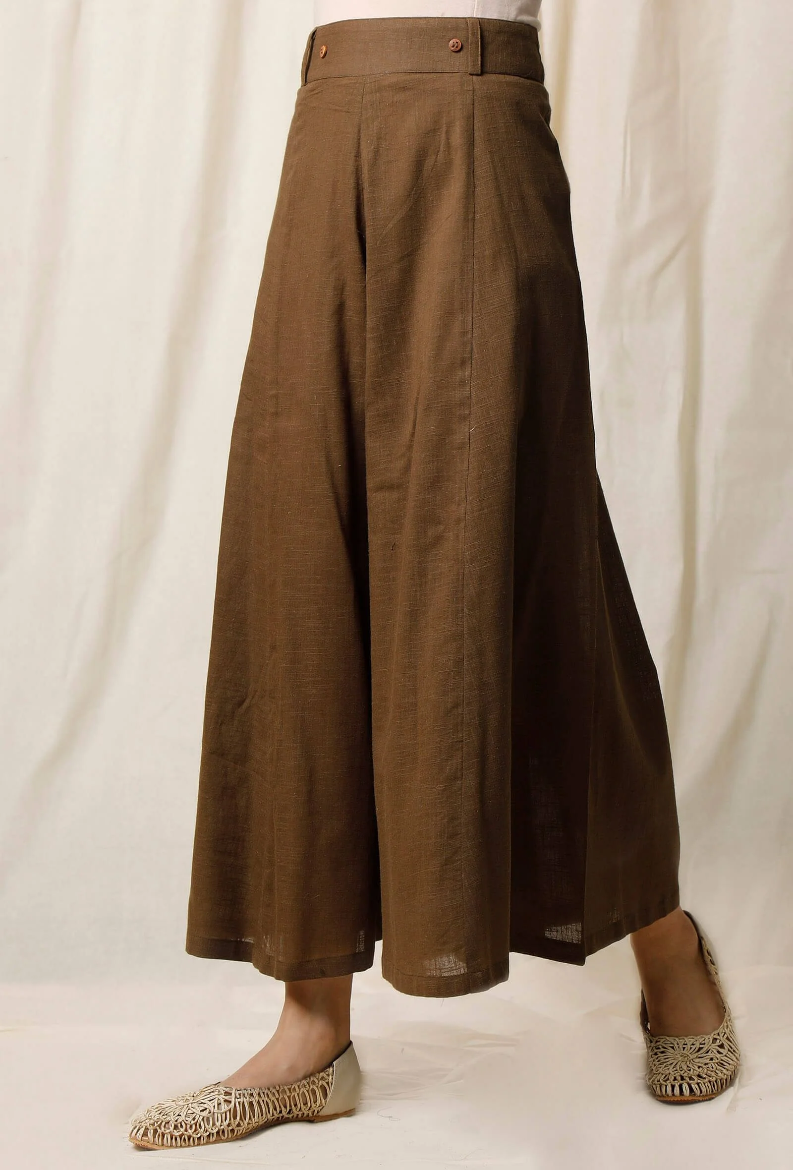 Mehendi Green Cotton Slub Culottes - Image 5