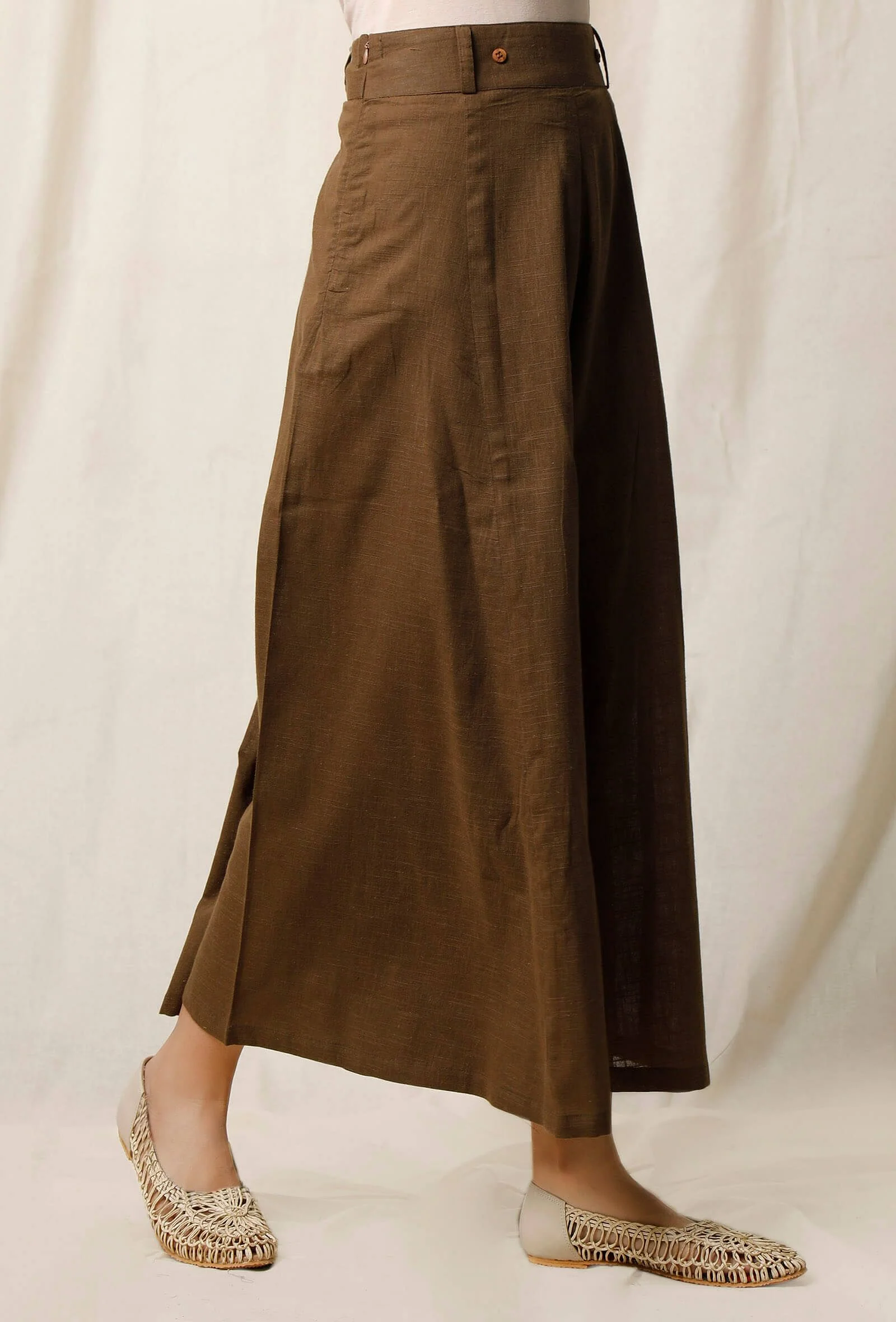 Mehendi Green Cotton Slub Culottes - Image 6