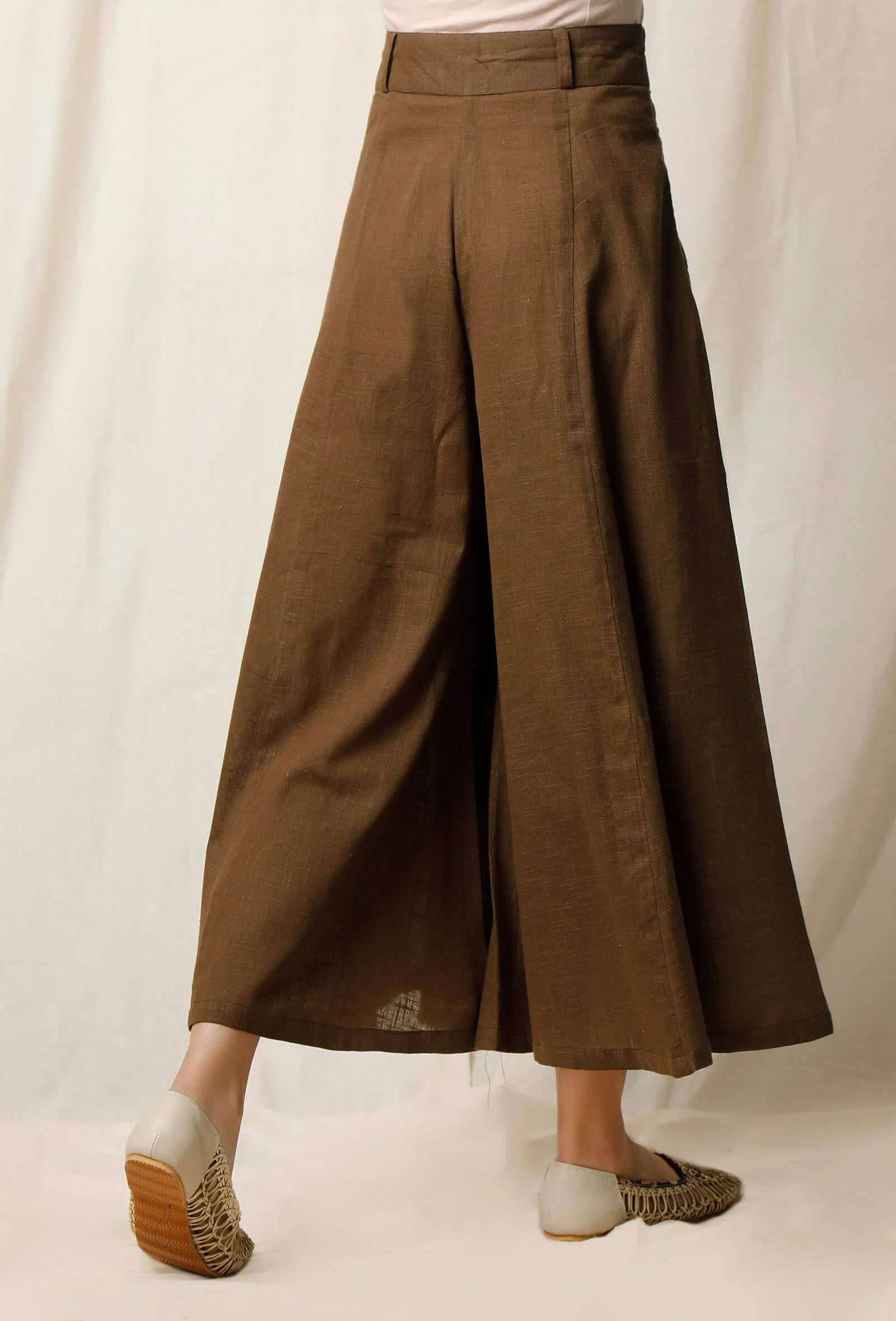 Mehendi Green Cotton Slub Culottes - Image 7