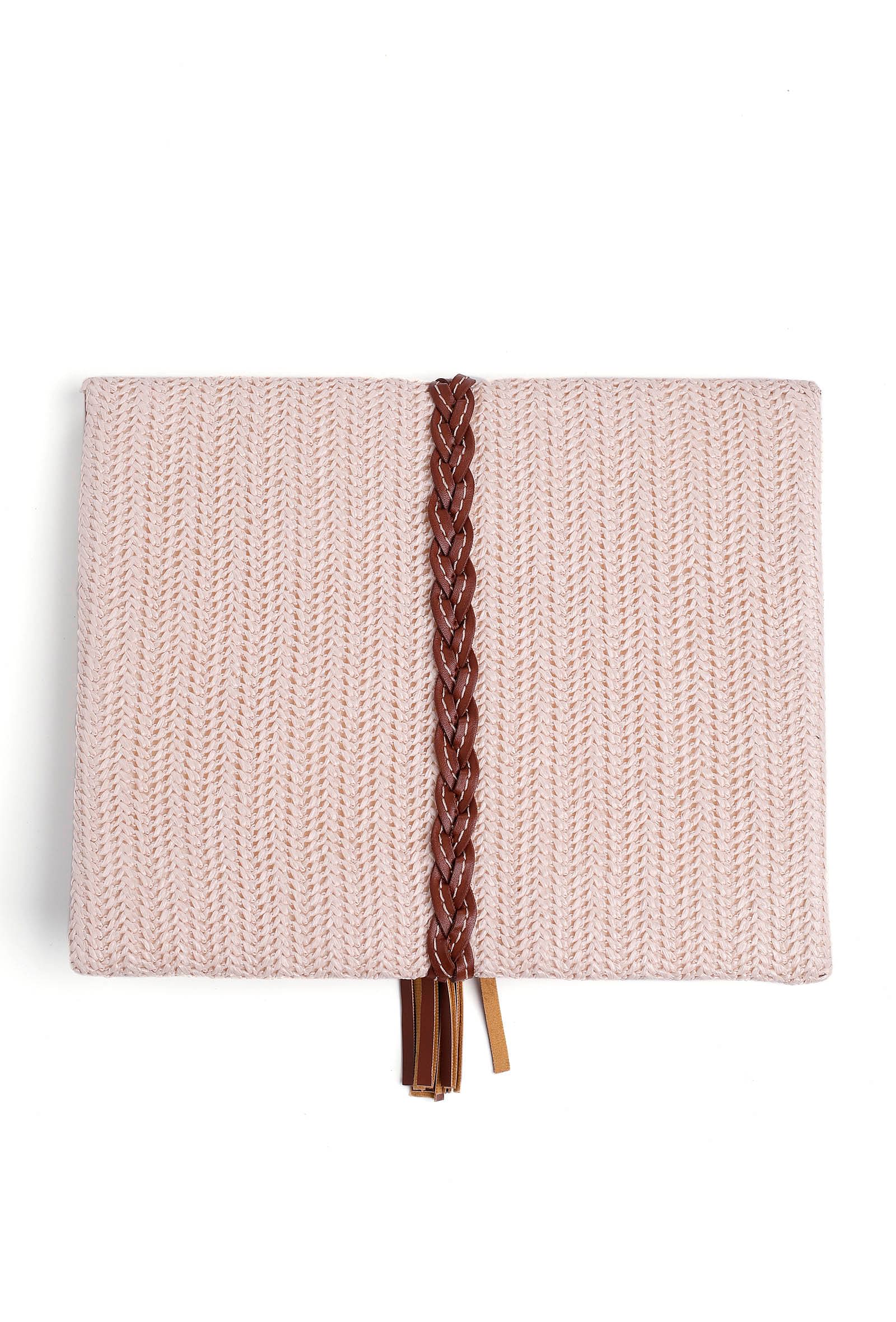 Mistrose White Raffia Weave Pouch Bag - Image 3