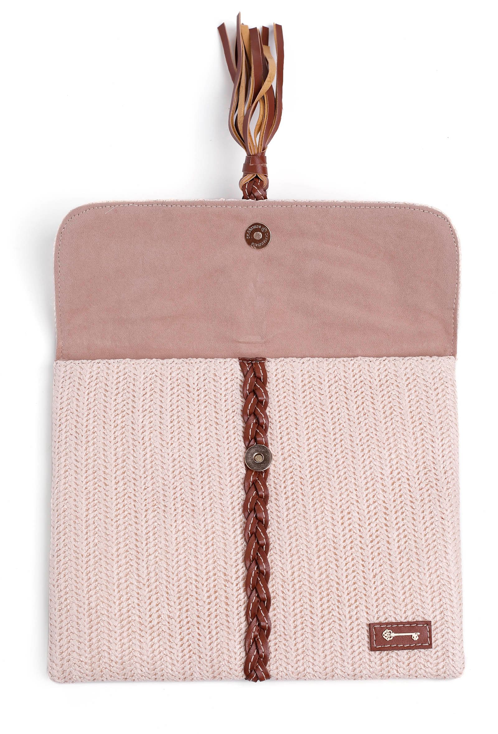 Mistrose White Raffia Weave Pouch Bag - Image 4