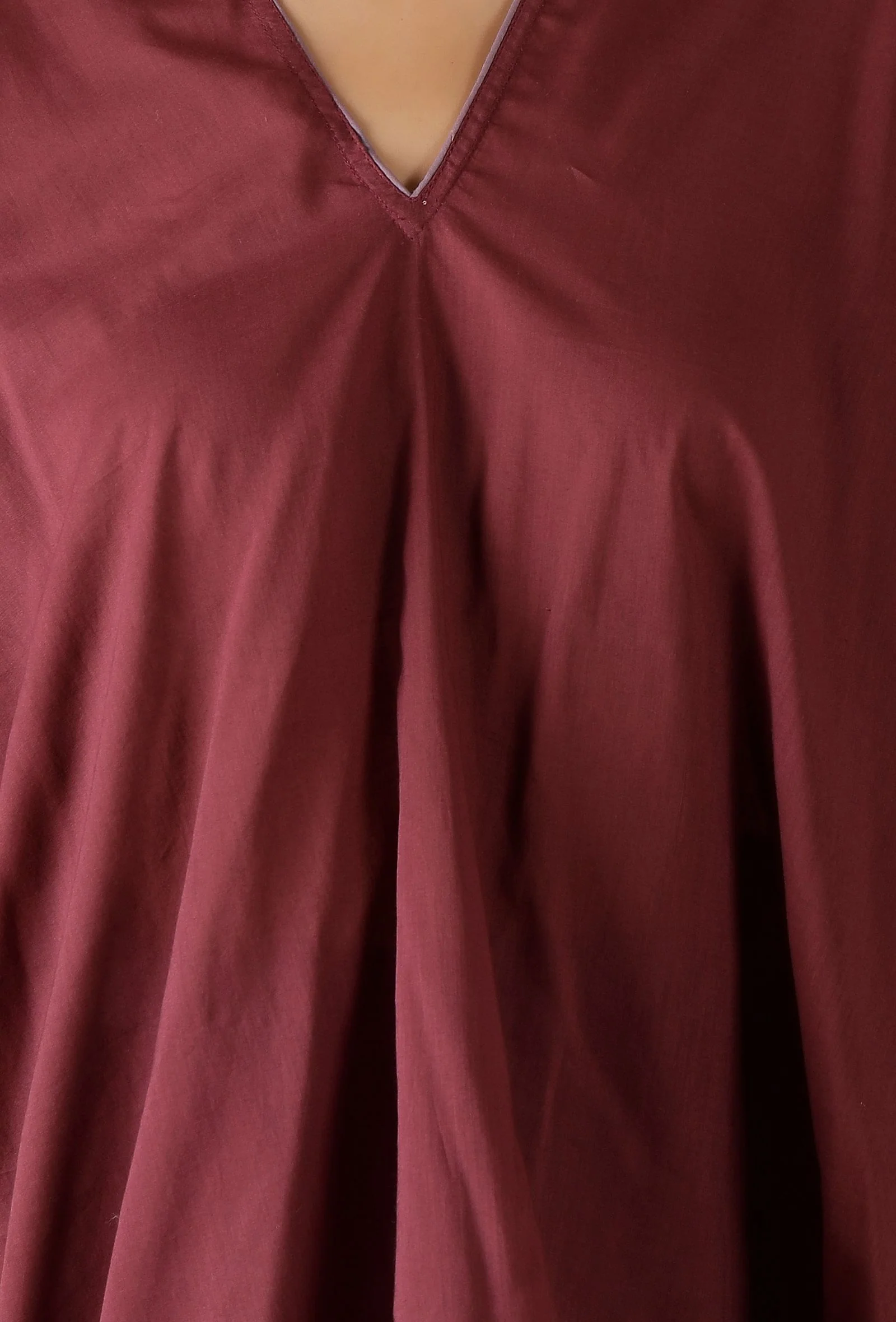 Mulmul Cotton Solid Plum Kaftan Top - Image 6