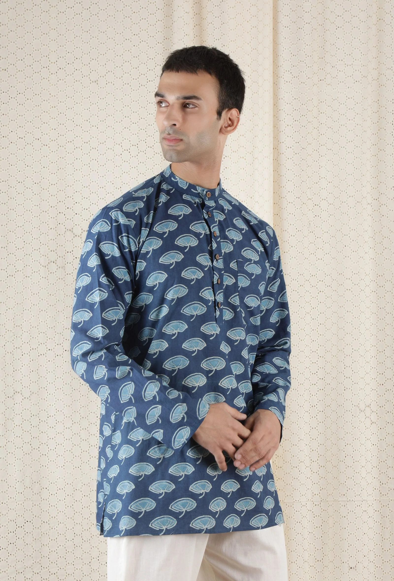 Nabhas Cotton Indigo Short Kurta - Image 3