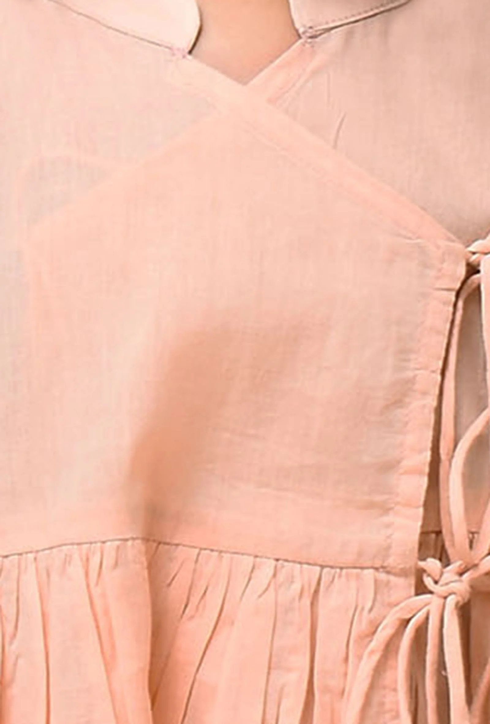 Peach Mul Mul Angrakha Dress - Image 5