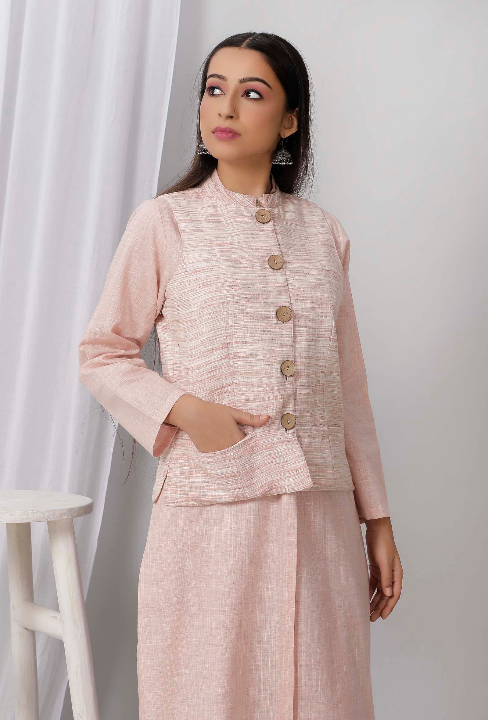 Pink Sleeveless Nehru Jacket - Image 3