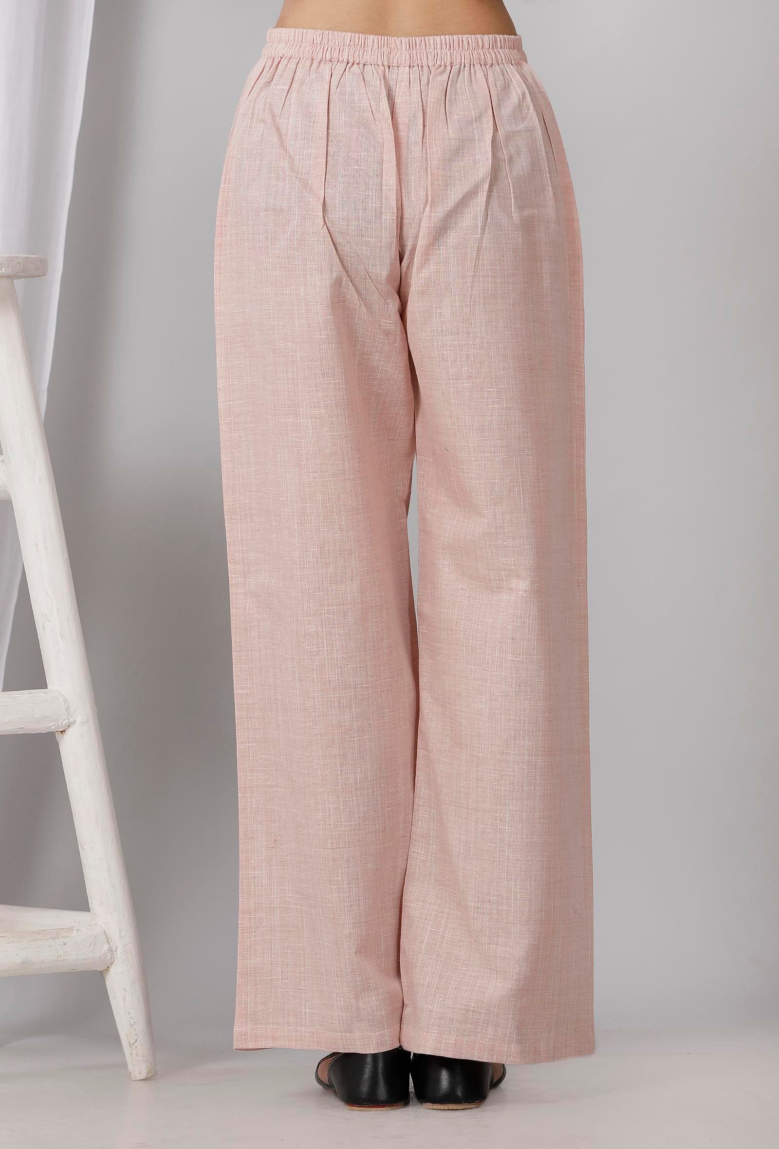 Rose Pink Cotton Khadi Palazzo - Image 4