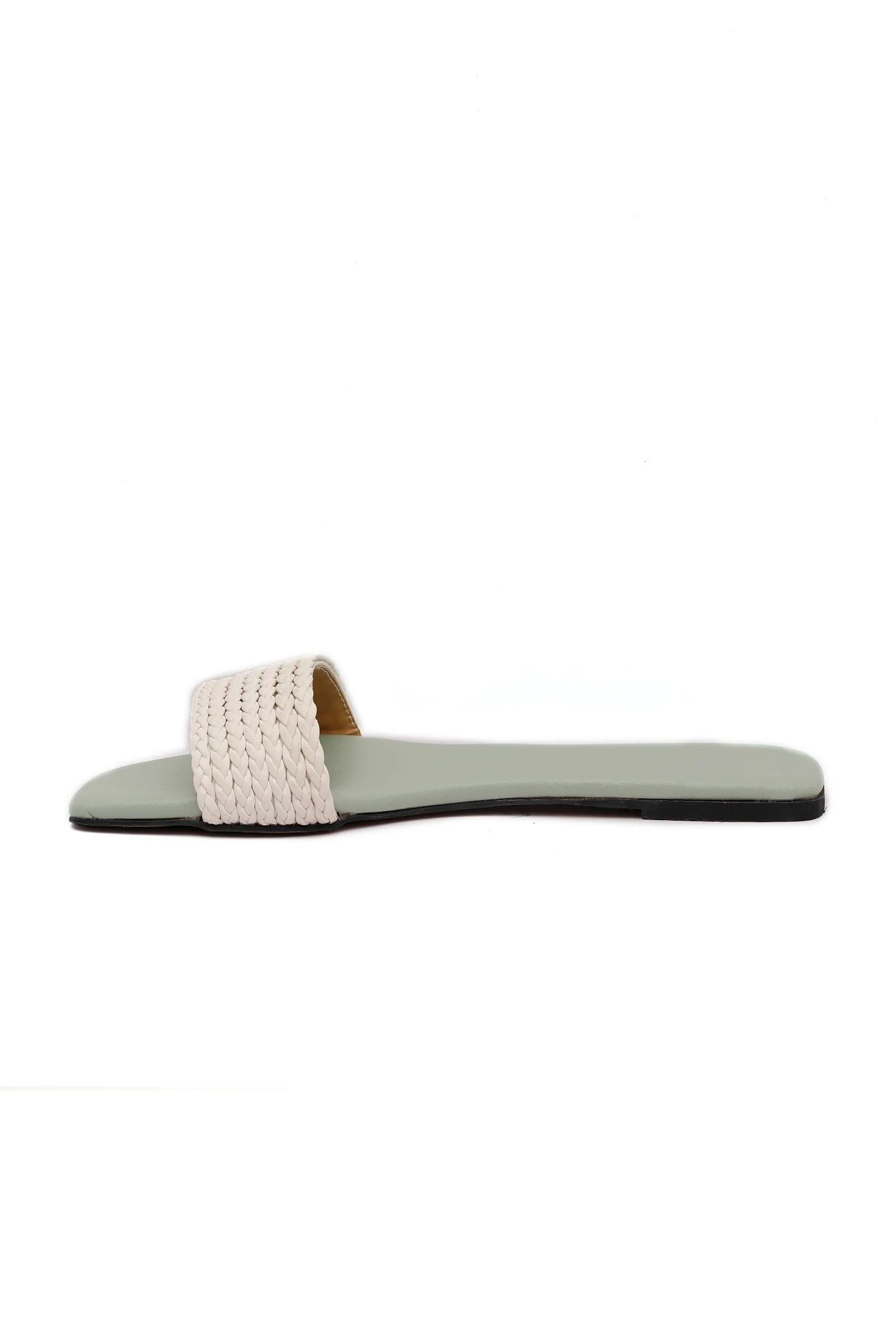 Sage Green Braided Cruelty Free Leather Flats - Image 4