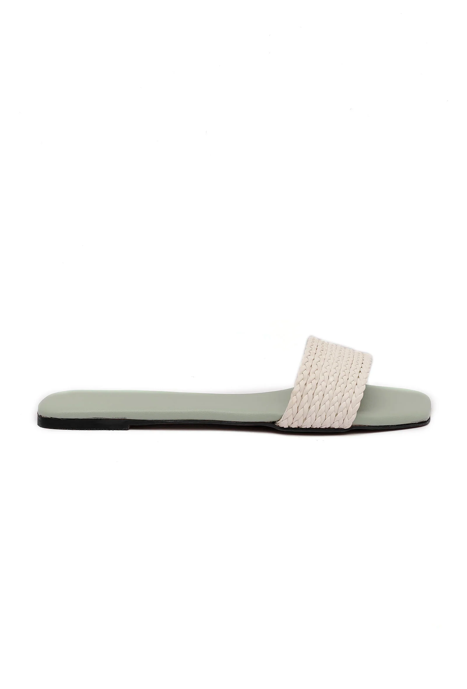 Sage Green Braided Cruelty Free Leather Flats - Image 5