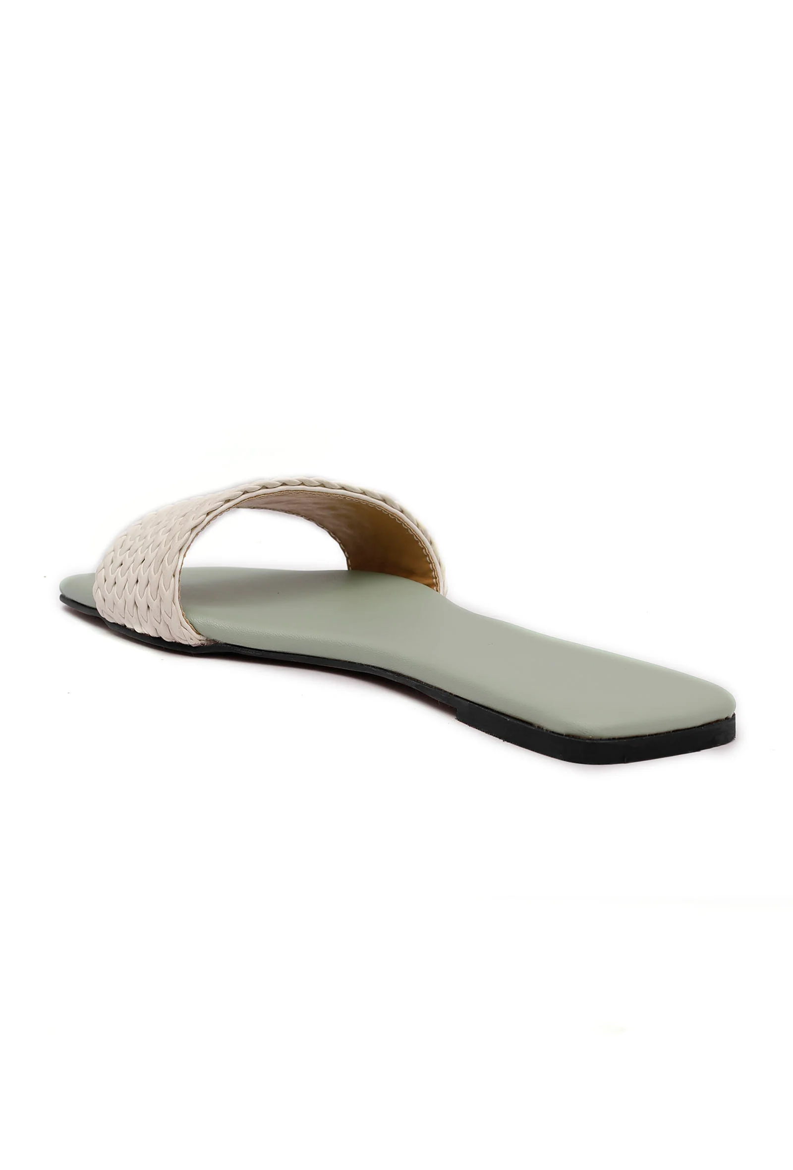 Sage Green Braided Cruelty Free Leather Flats - Image 6