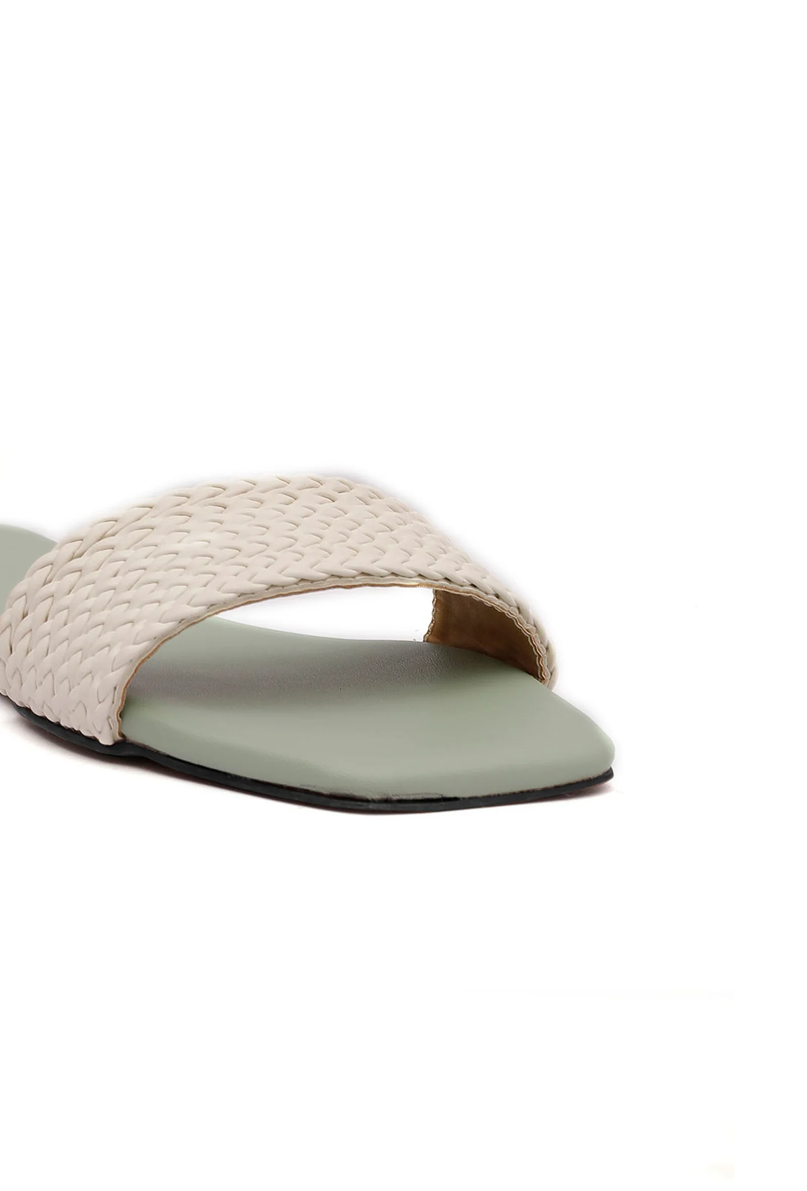 Sage Green Braided Cruelty Free Leather Flats - Image 7