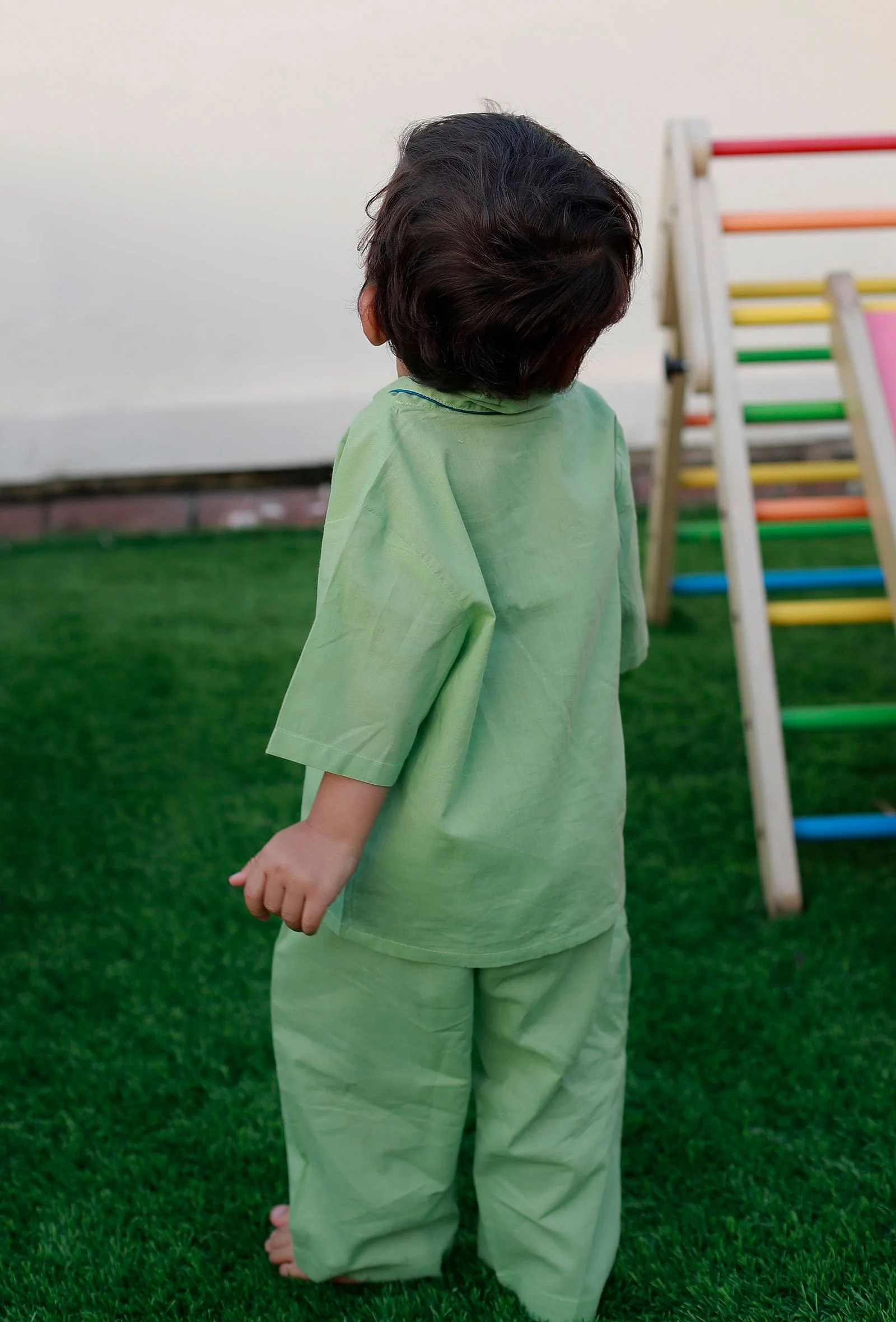 Set Of 2: Betty Green Cotton Shirt And Green Pyjama - Image 3
