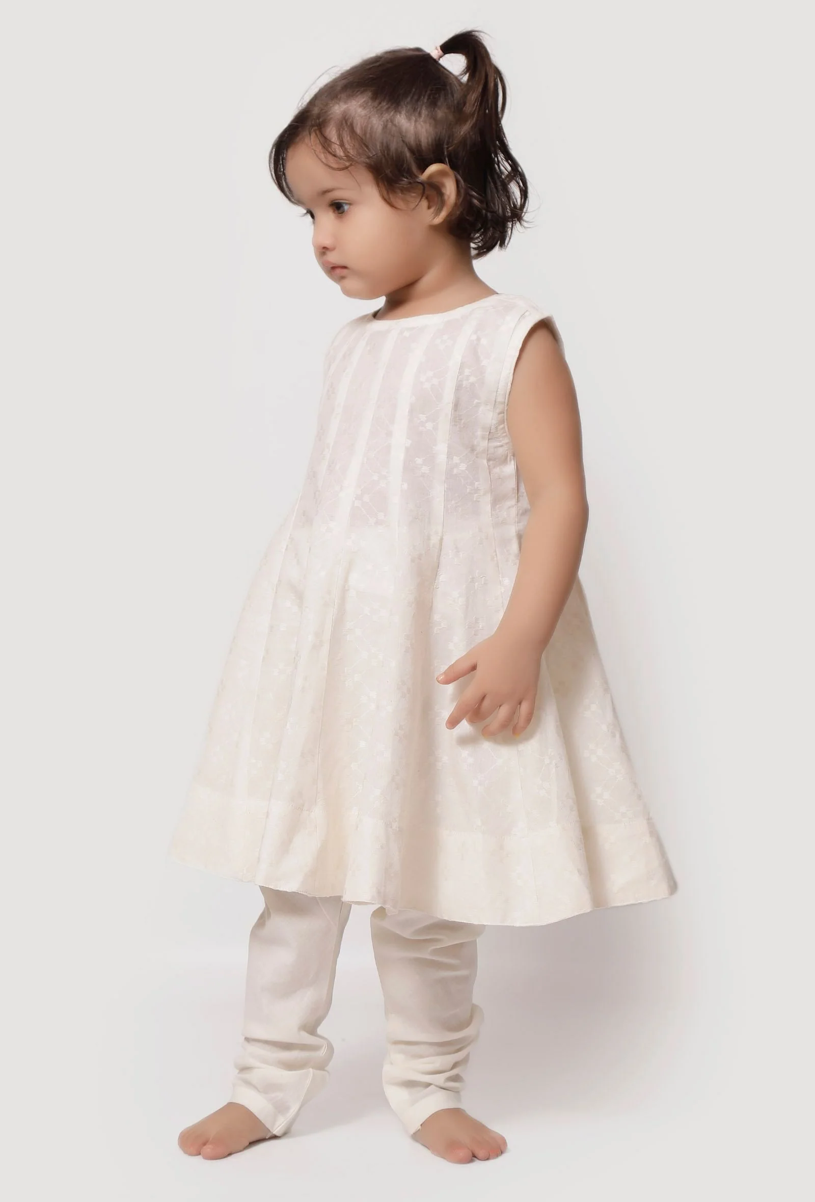 Set of 2- Frost White Cut Sleeves Malmal Anarkali with Churidar - Image 3