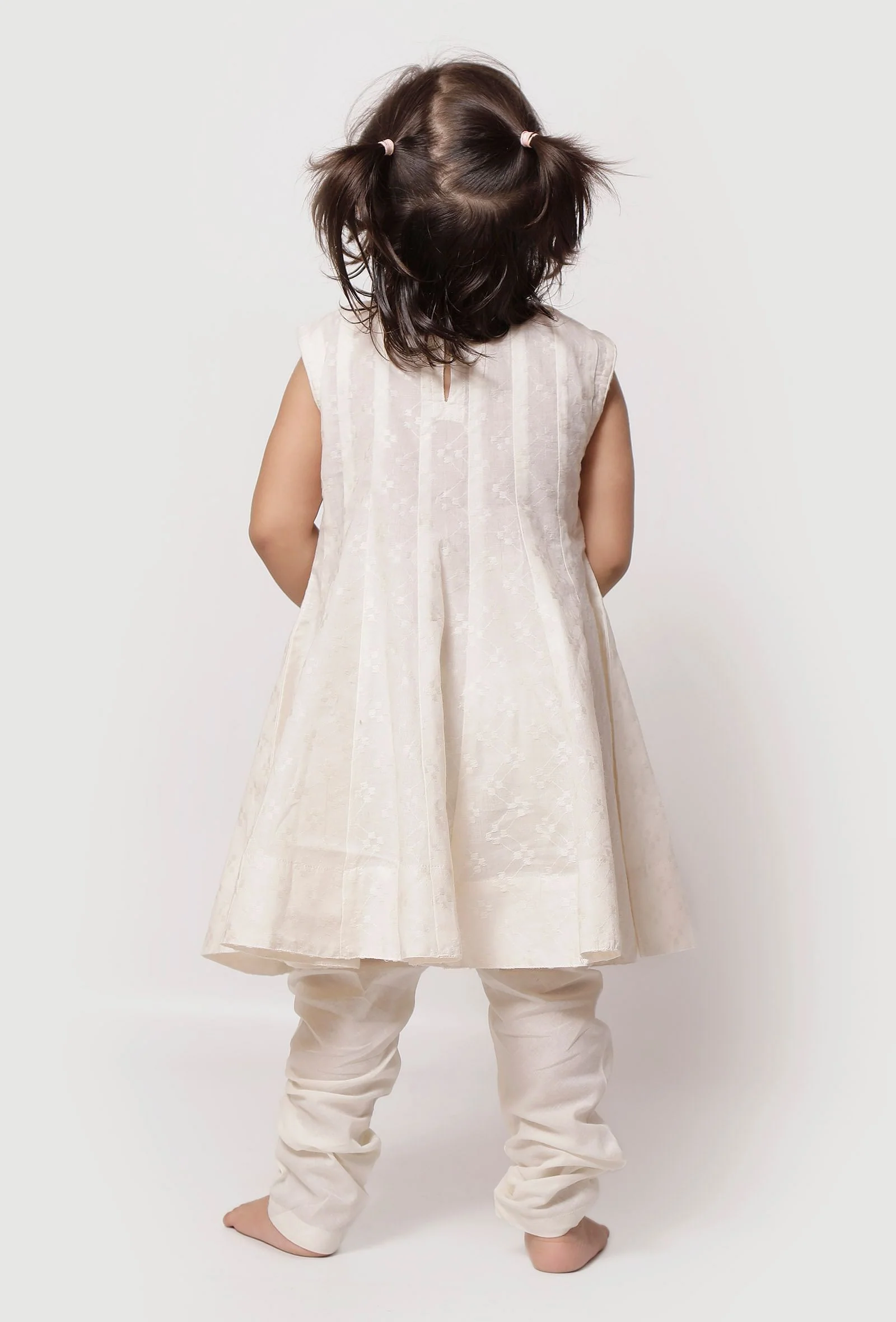 Set of 2- Frost White Cut Sleeves Malmal Anarkali with Churidar - Image 4