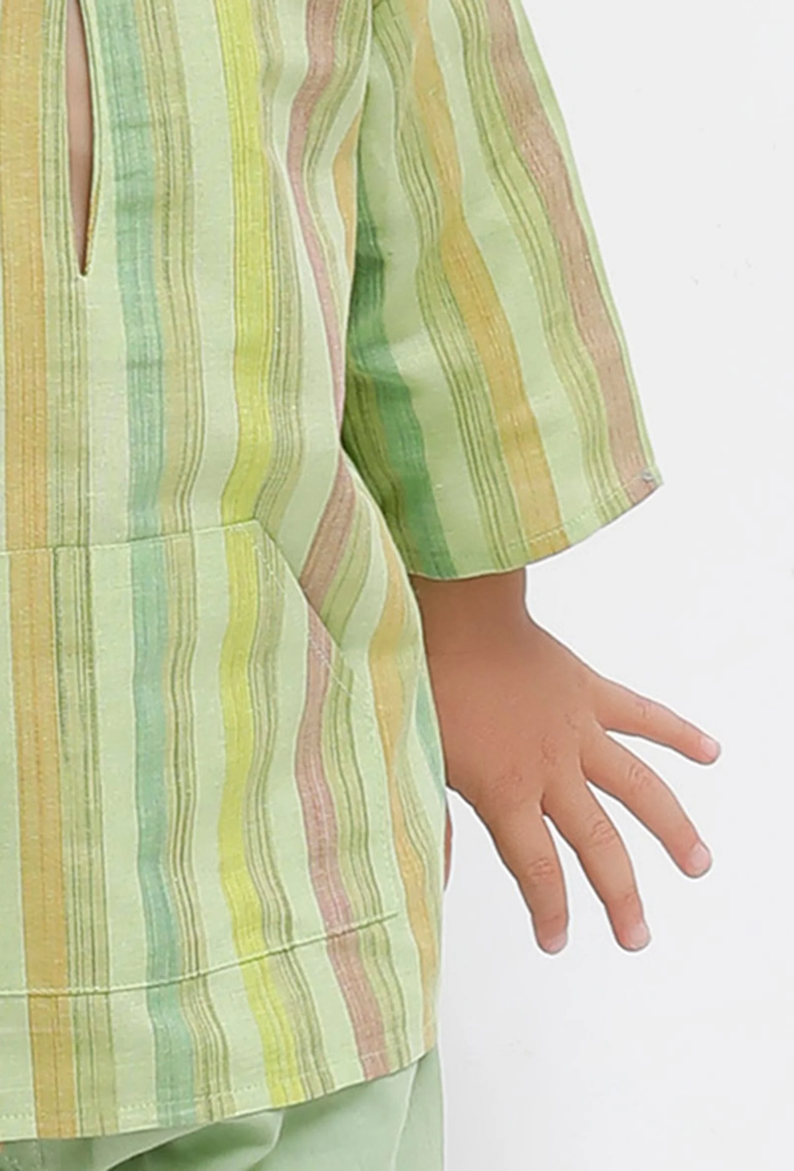 Set Of 2: Green Striped Shirt and Green shorts - Image 4