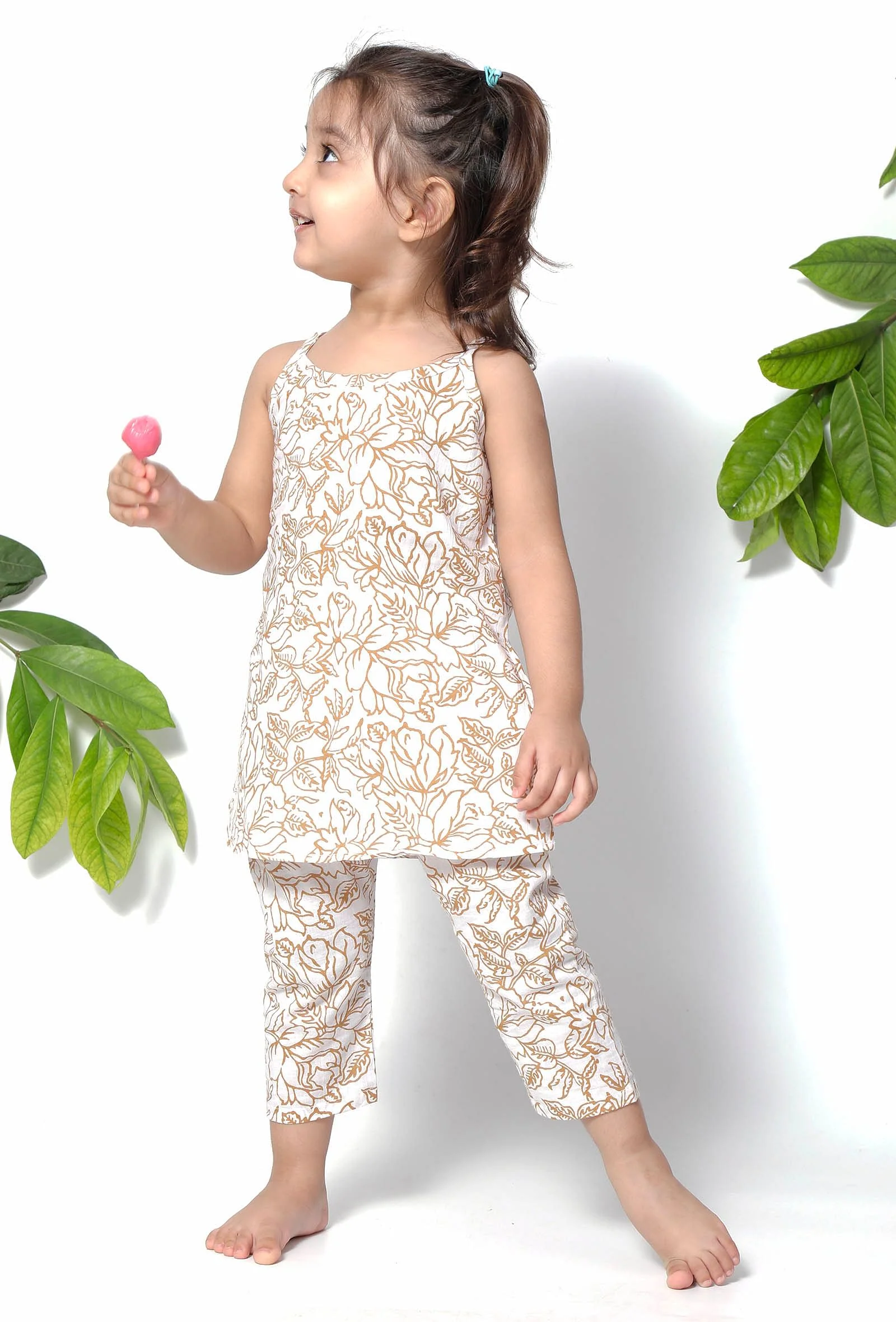 Set of 2 - Moana Brown Handblock Suit and Cotton Pants - Image 3